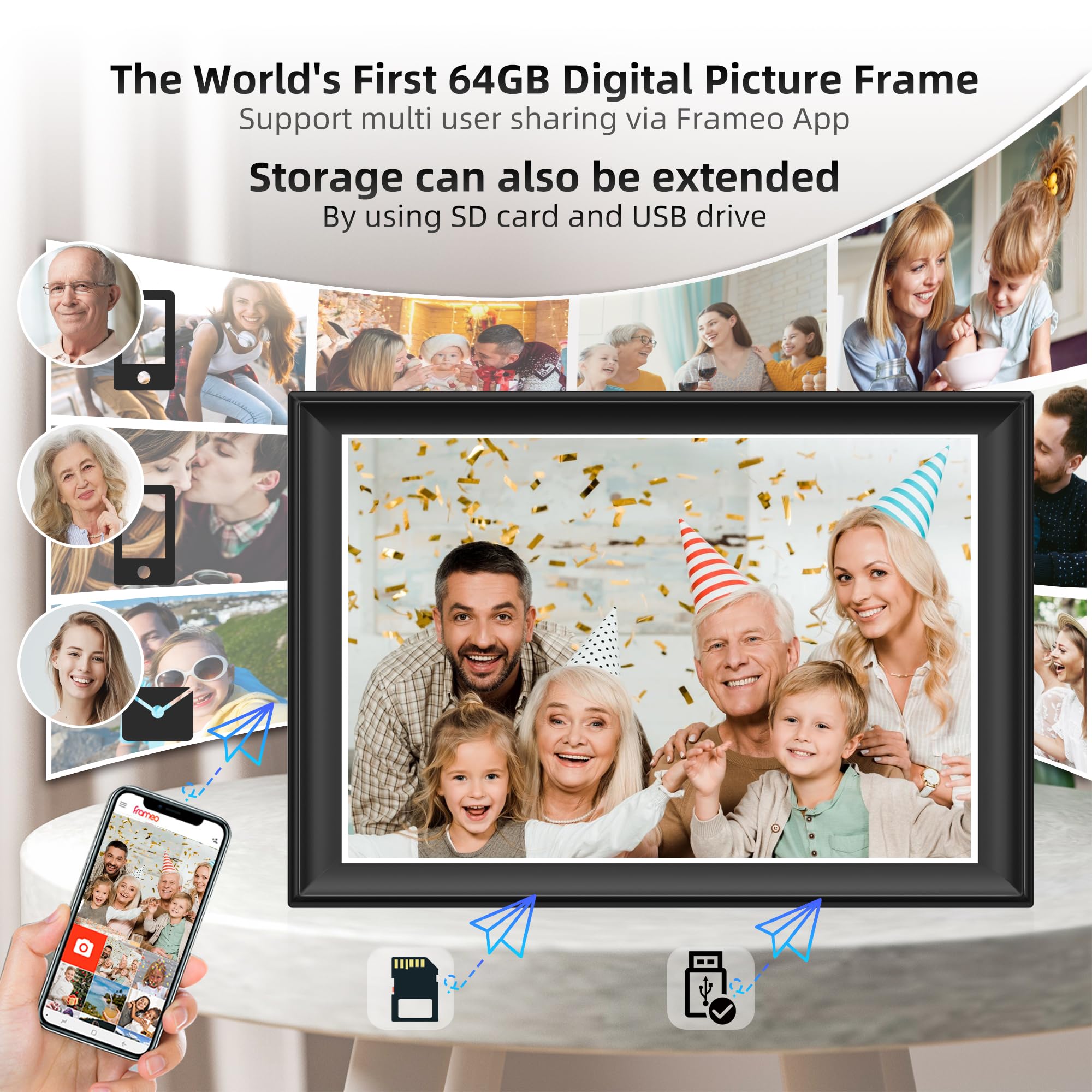 2K 64Gb 11Inch Digital Picture Frame Wifi6&5G Digital Photo Frame 1920X1280 Fhd Ips Touch Screen 100% Srgb,Share Photos & Videos