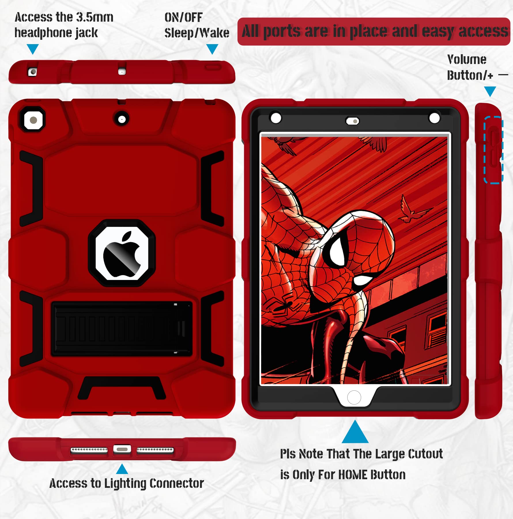 Ccmao Case For Ipad 9Th Generation/Ipad 8Th Generation/Ipad 7Th Generation, Slim Heavy Duty Shockproof Rugged Protective Case Wi