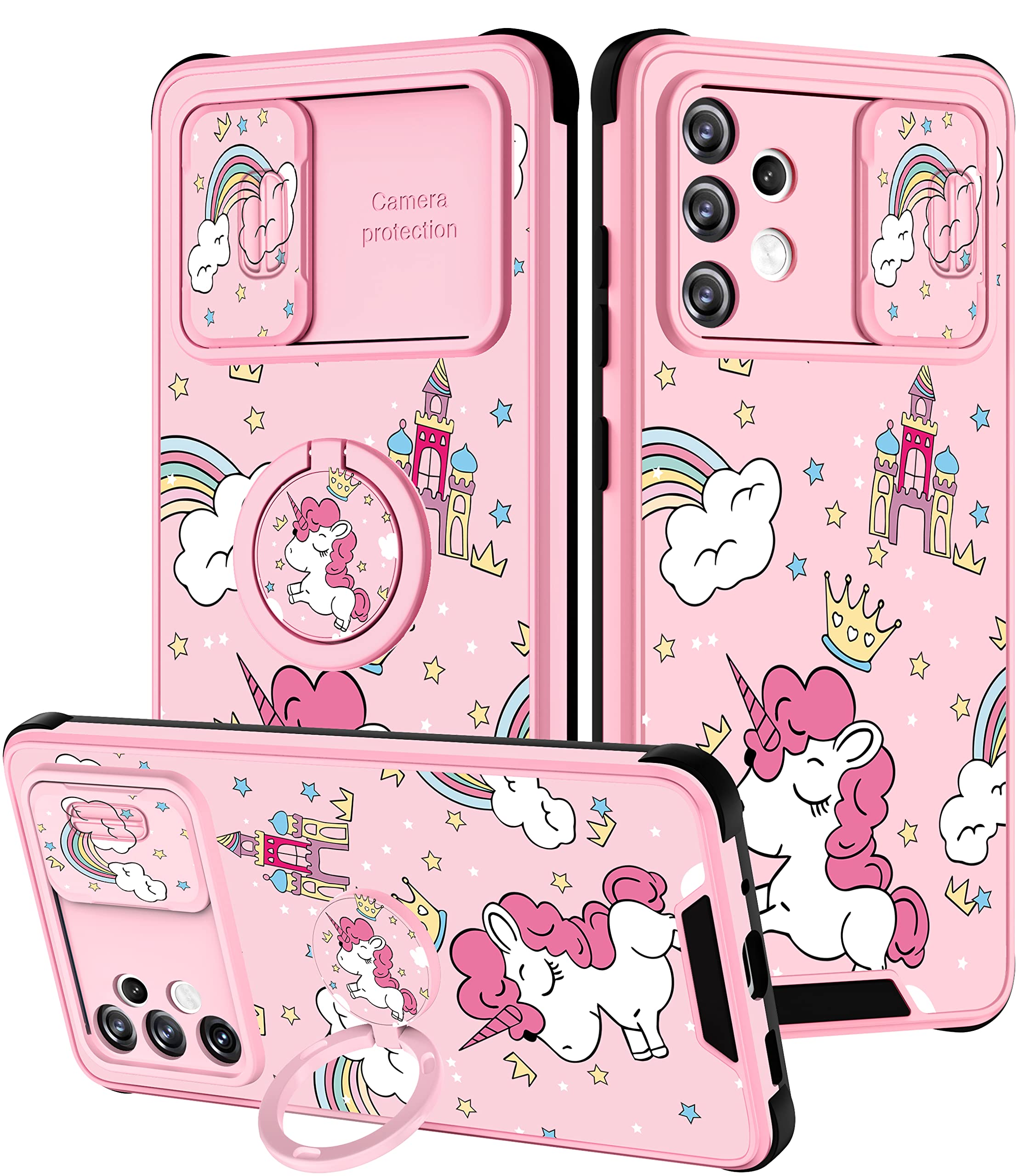 Goocrux (2In1 For Samsung Galaxy A32 5G Case Unicorn For Girls Women Kawaii Cartoon Girly Phone Cover Cute Unique Design With Sl