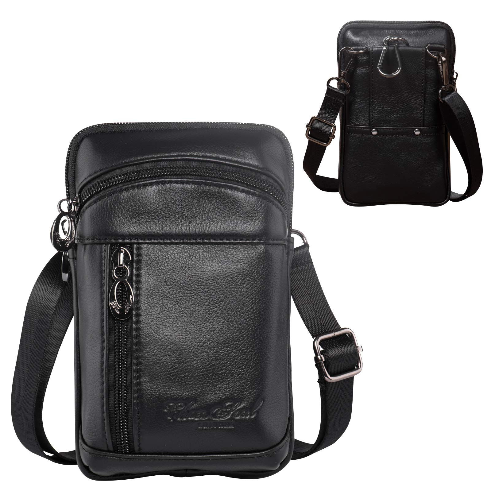 Hengwin Leather Cell Phone Holster With Belt Loop, Cell Phone Wallet Case With Belt Clip, Travel Crossbody Cell Phone Purse With