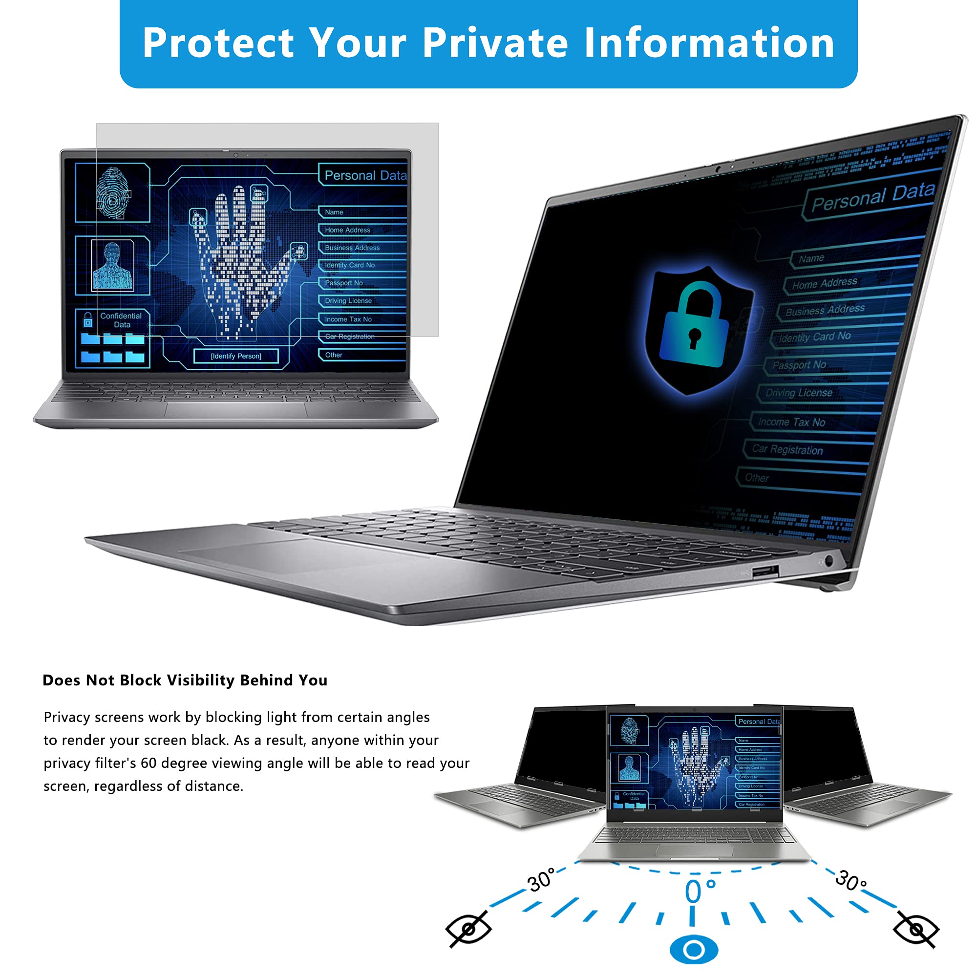 Filmext Laptop Privacy Screen 15.6 Inch Privacy Screen Filter For Laptop 15.6'' Asus/15.6'' Acer/15.6Hp/Dell/Toshiba 16:9, Anti