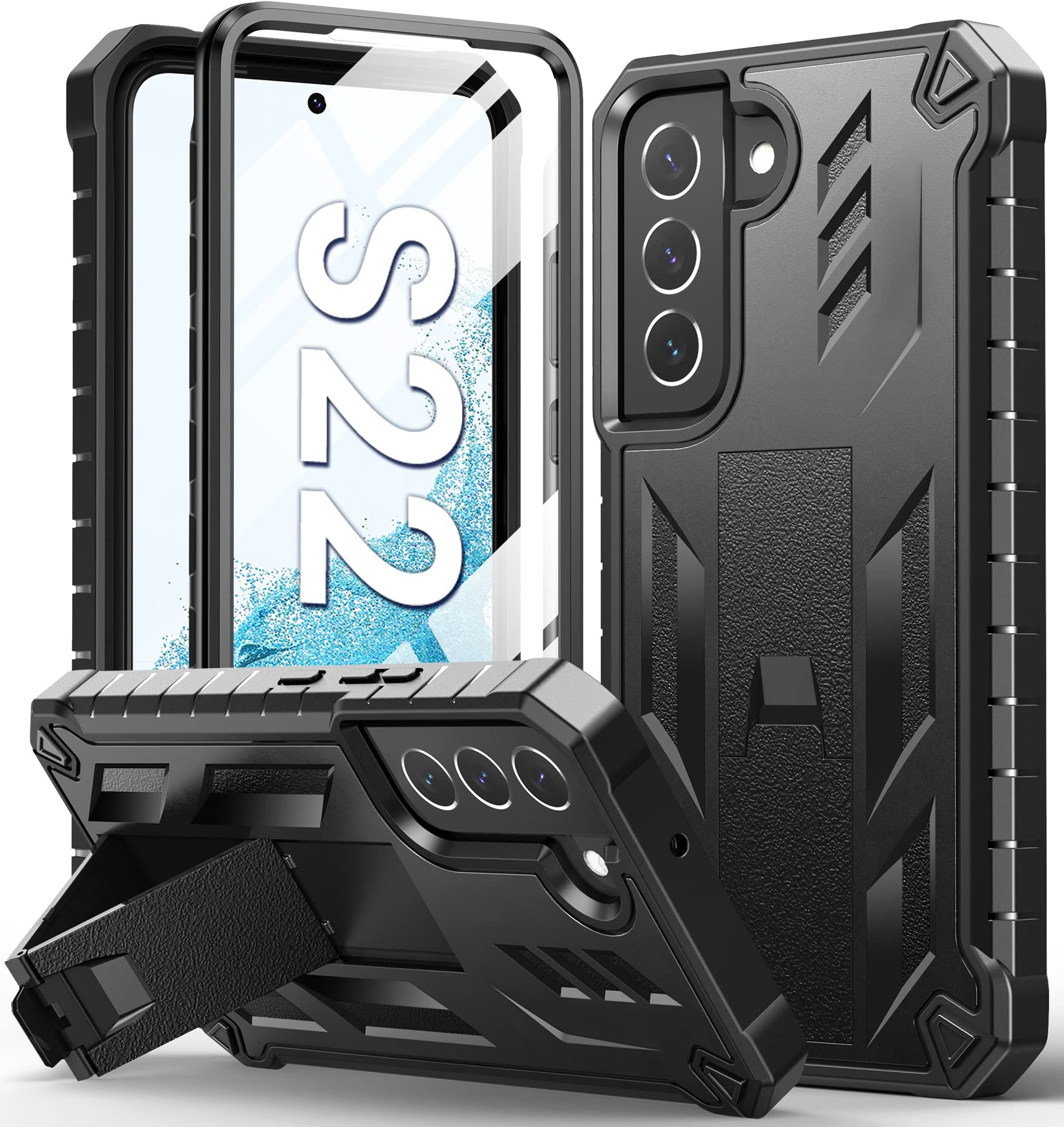 Soios For Samsung Galaxy S22 Protective Case: Military Grade Drop Proof Protection Mobile Phone Cover With Kickstand | Rugged Sh