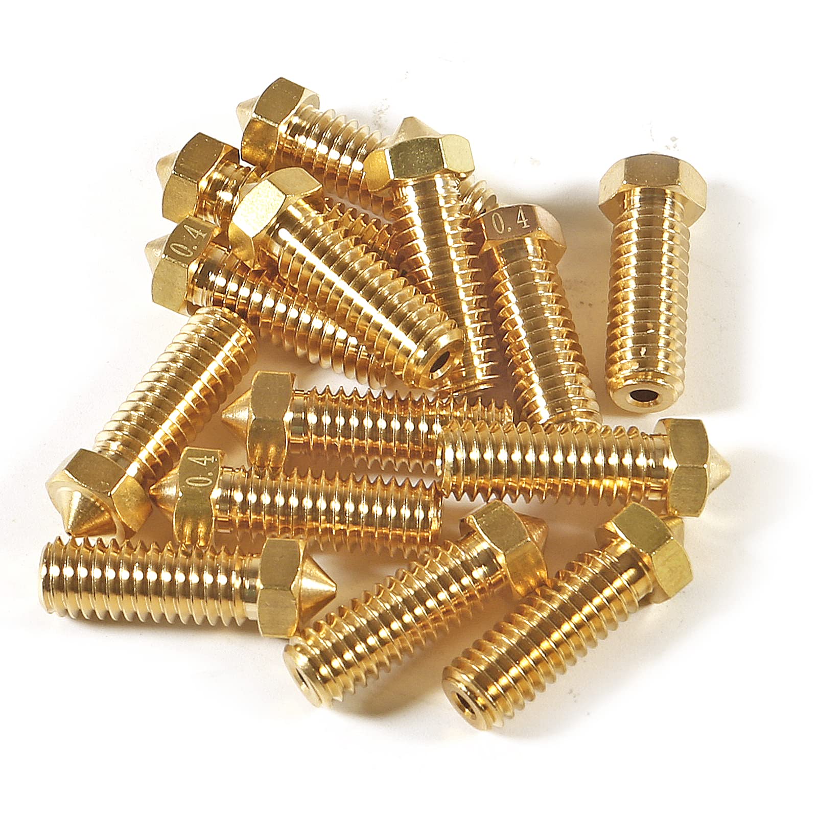 16Pcs 3D Brass Volcano Nozzle M6 Thread Nozzles 0.2Mm,0.3Mm,0.4Mm,0.5Mm,0.6Mm,0.8Mm,1.0Mm M6 Printed Head For 1.75Mm Filament 3D