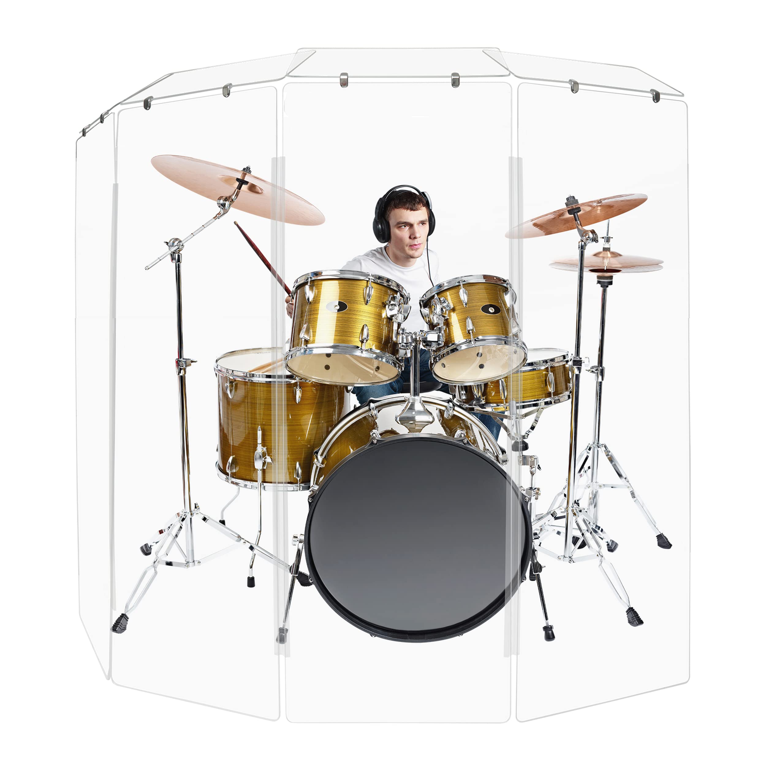 Pennzoni Drum Shield 6Ft W/Deflectors & Plastic Hinges, Comes W/ 4 Drum Panels, Plastic Hinges & Deflector Connectors, Premium C
