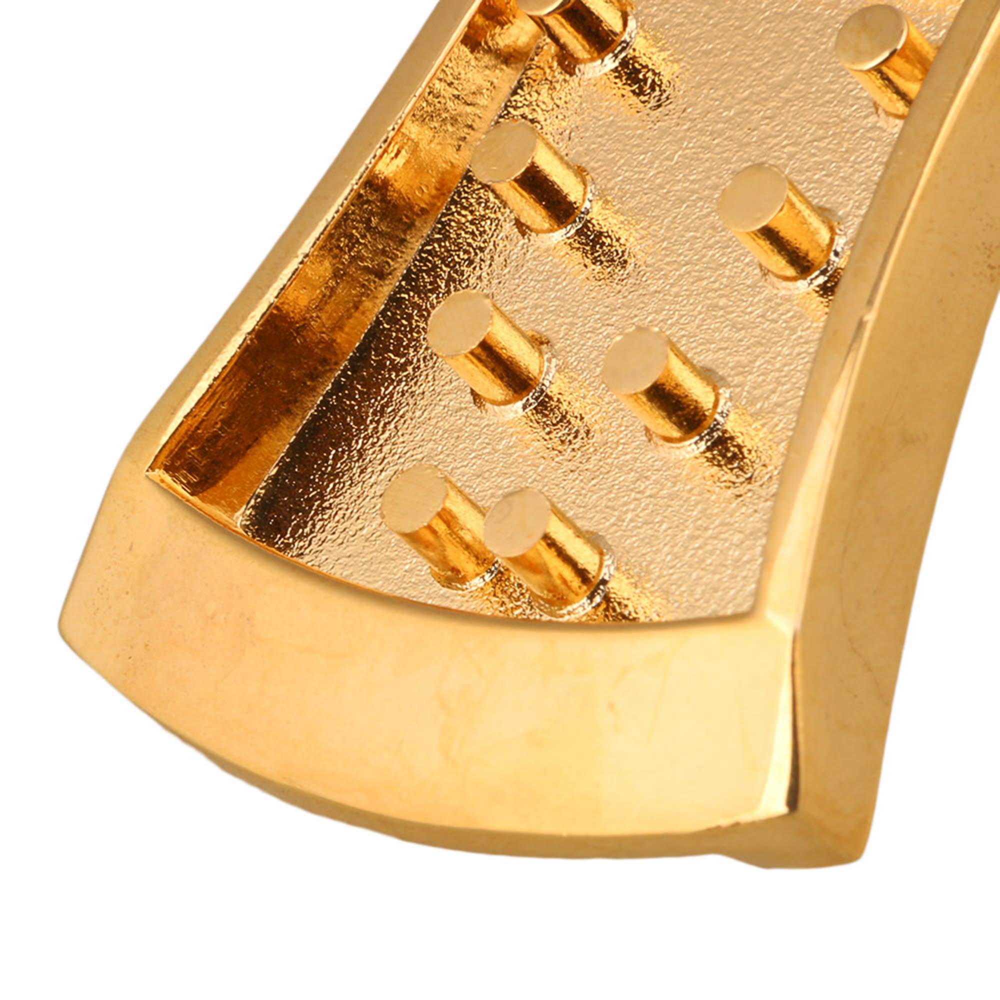Yibuy 75X45X9Mm Golden Metal Triangle Mandolin Tailpiece Parts For 8 String Arched Top Mandolin With Screws