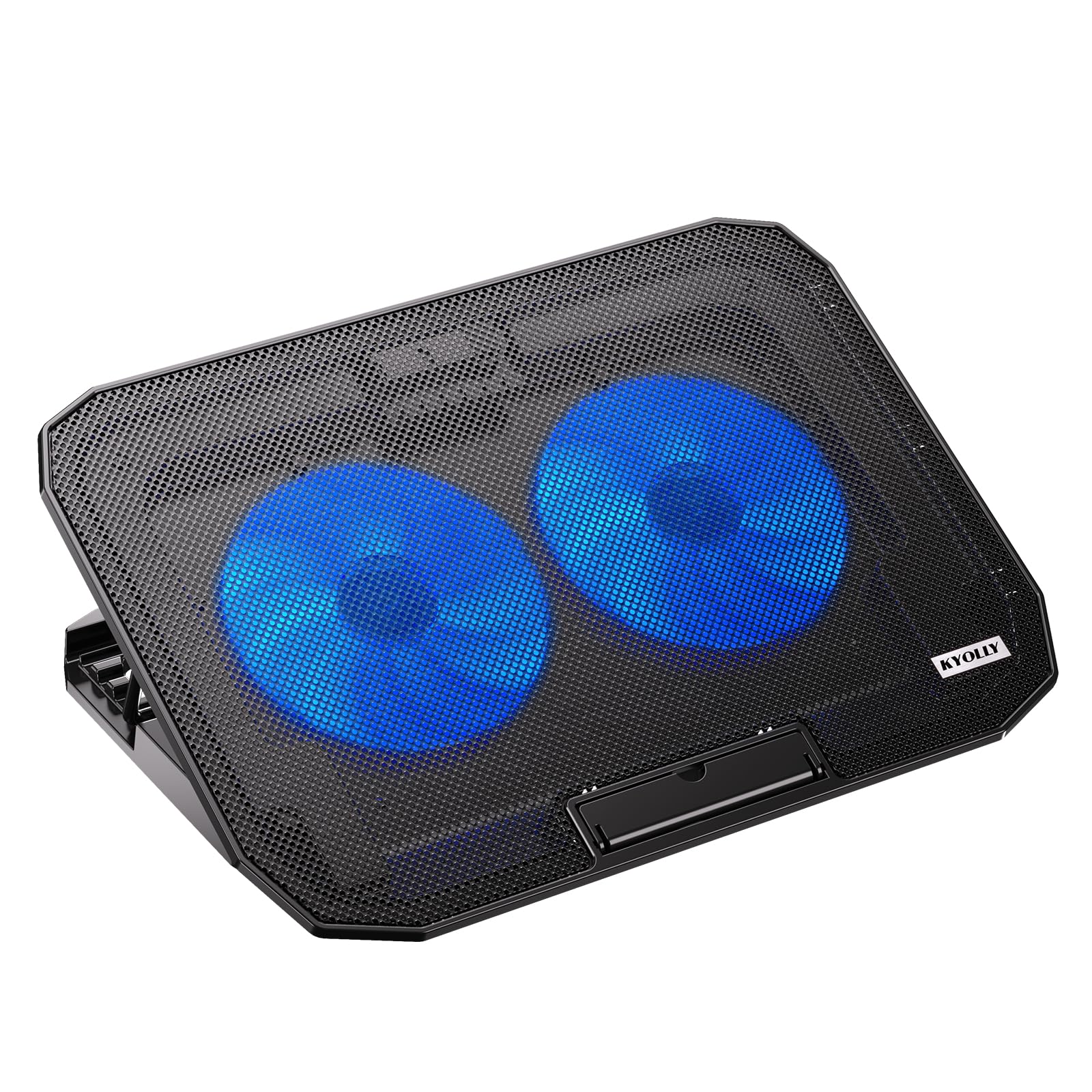 KYOLLY Ultra Slim Laptop Cooling Pad with 2 Quiet Big Fans, 5 Height Adjustable Ergonomic Stand, Portable Cooler for 10-15.6 Inc