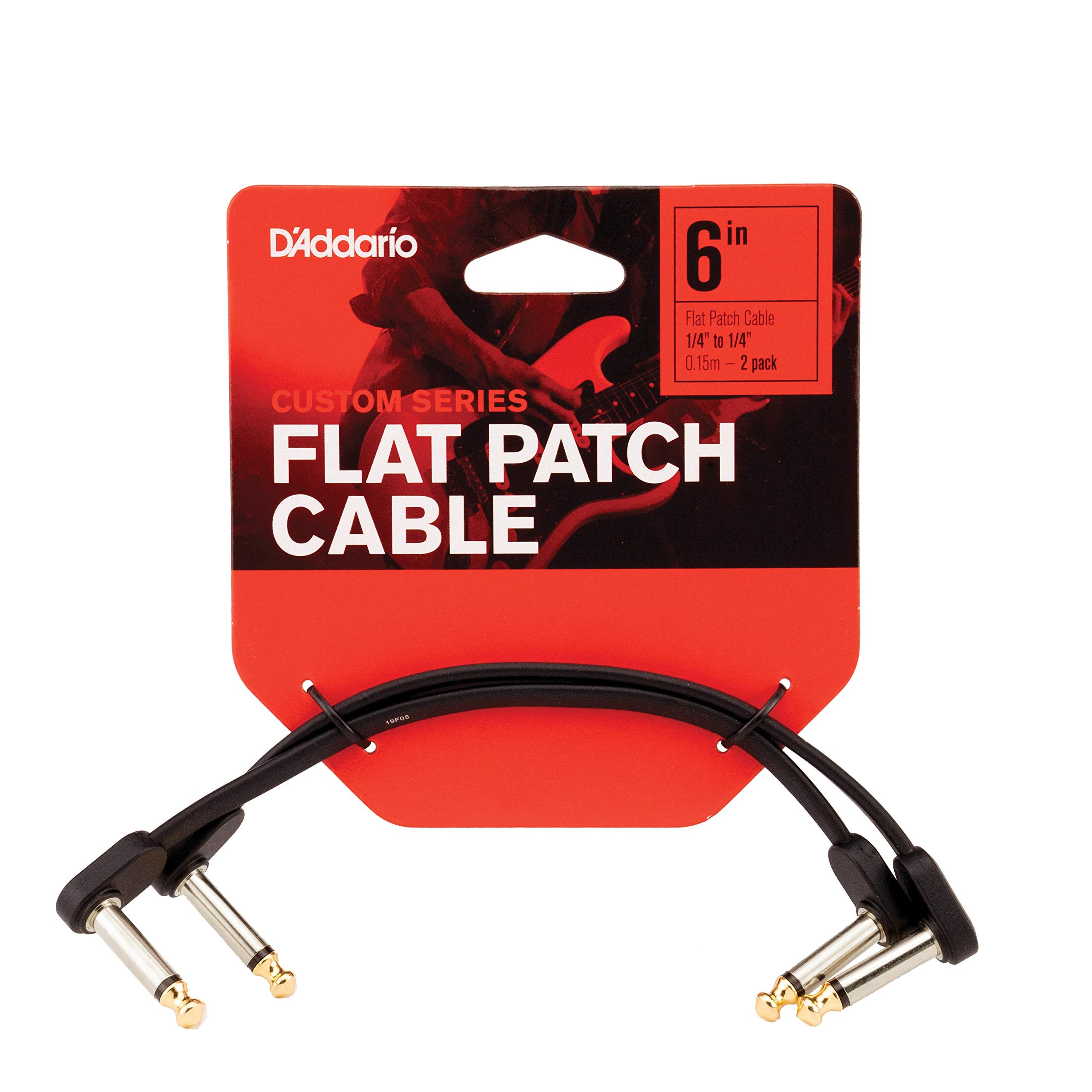 Daddario Guitar Cable - Guitar Patch Cable - Instrument Cable - Guitar Accessories - Flat Patch Cable - 6 Inch/152.4 Mm - Right