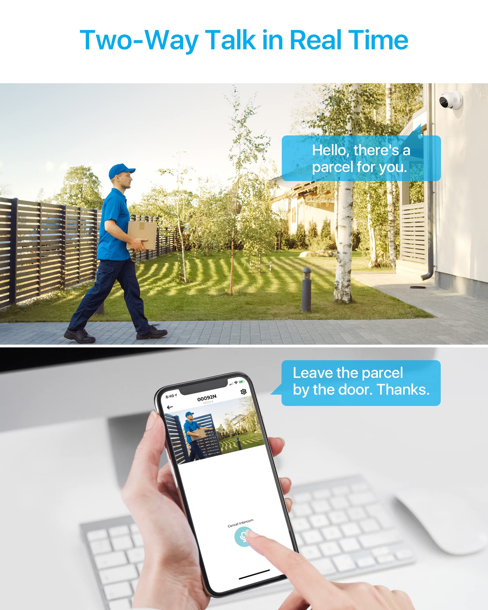 Zosi 4K Poe Add On Security Camera With Person Vehicle Detection, Sound & Light Alarm, 2 Way Audio, Color Night Vision, 8Mp Weat