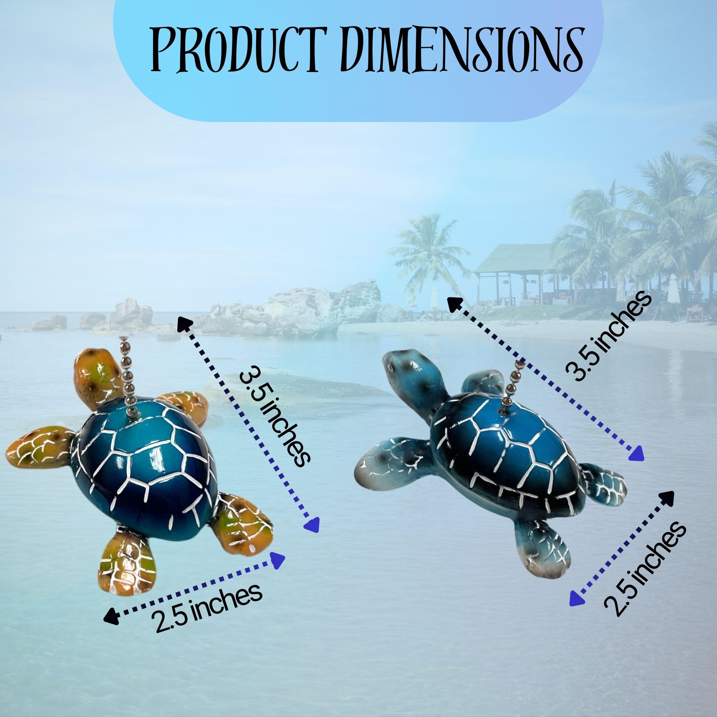 Bestgiftever Ceiling Fan And Light Fixtures Pull Chain Extender With Decorative Sea Turtle Duo Accents   Nautical Pull Chain Orn