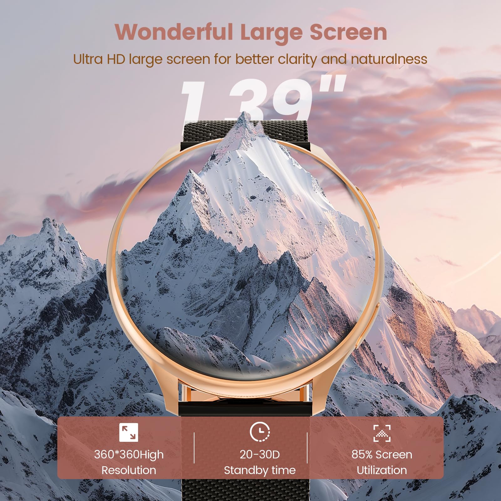 Loekneue 2024 Smart Watch For Women'S With Phone Function 1.39 Inch Hd Touchscreen Watch With /Spo2/Menstrual Cycle/Sleep Monito