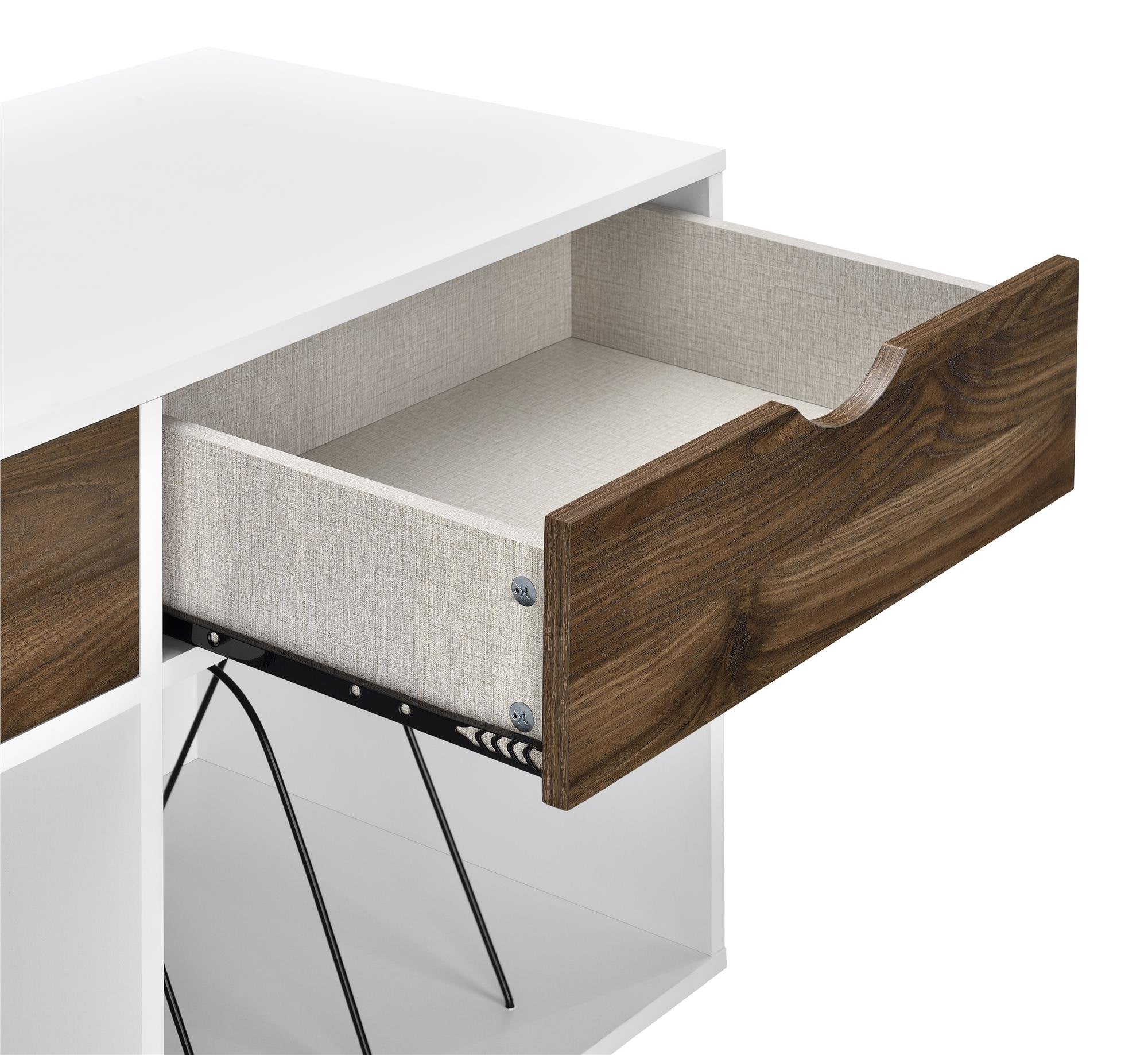 Novogratz Concord Turntable Stand, White Wood with Drawers, Model 1323015COM