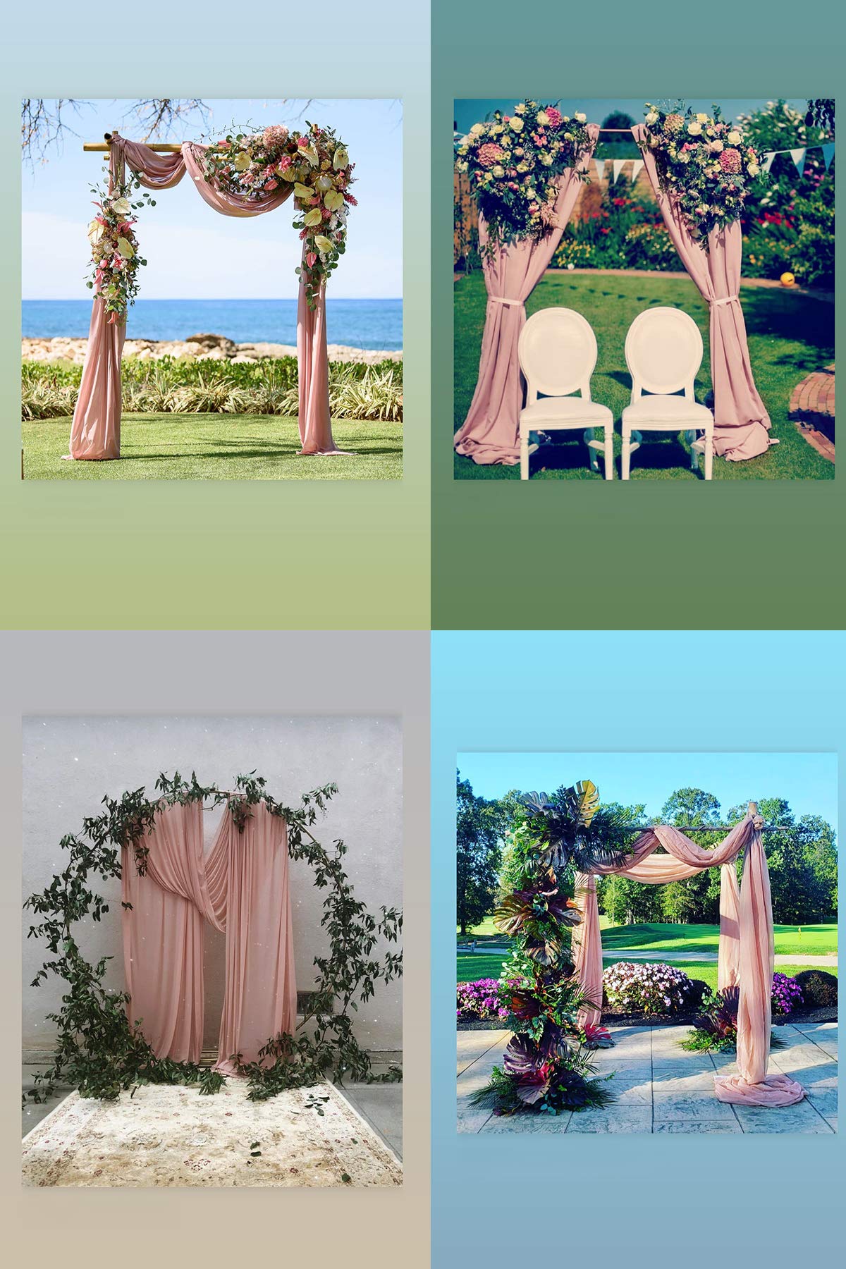 Socomi Wedding Arch Draping Fabric 1 Panel 29'' X 19Ft Dusty Rose Sheer Chiffon Curtain Drapes 6 Yards For Wedding Ceremony Birt