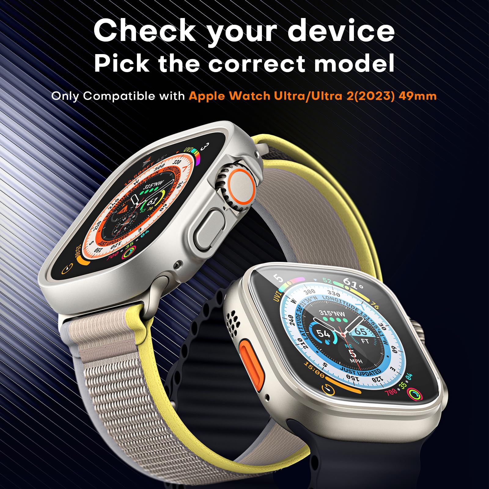 Tocol 2 Pack For Apple Watch Ultra 2/1 Case 49Mm + 2 Pack Tempered Glass Screen Protector For Iwatch, [10X Military Grade Shockp