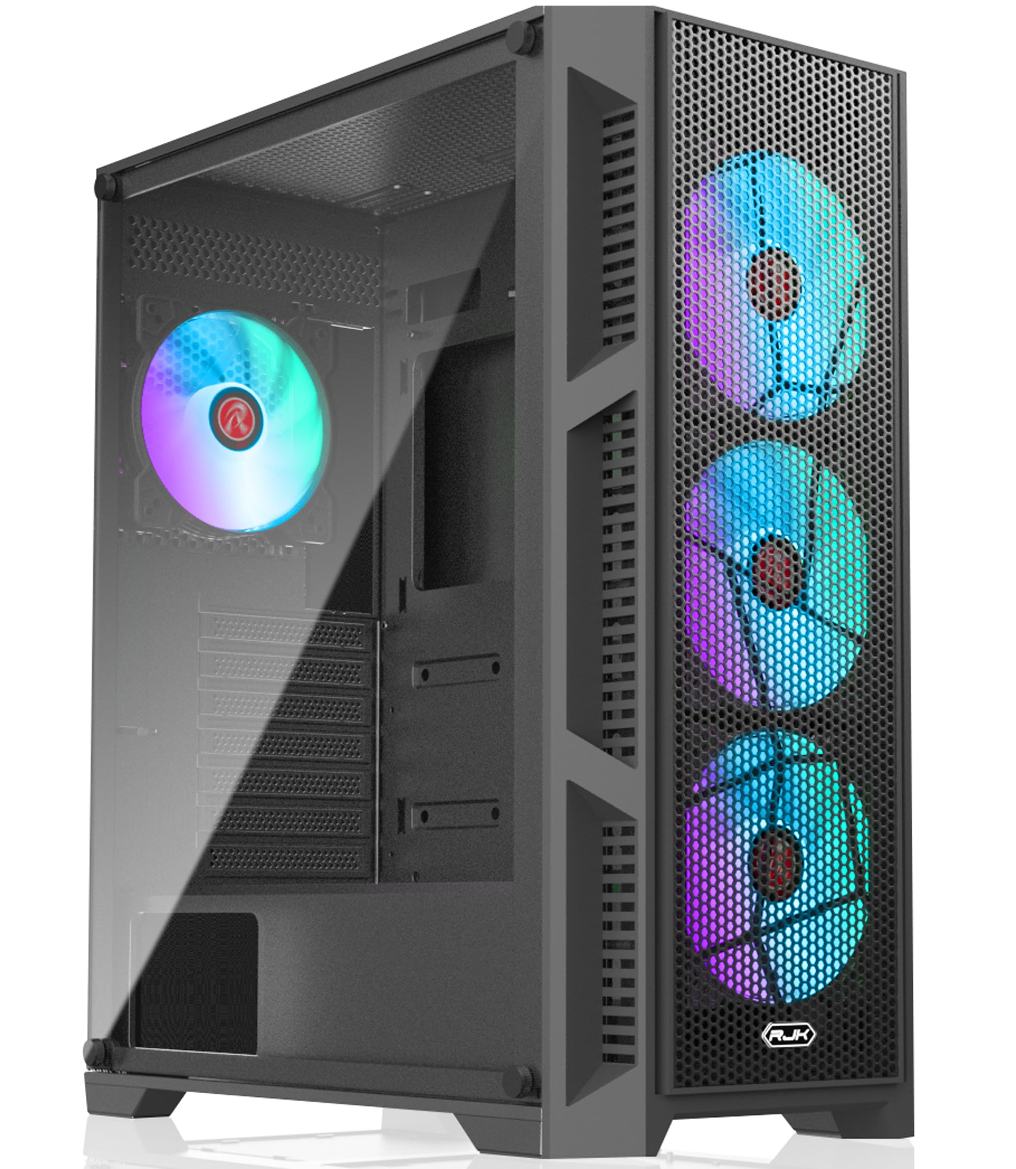 RAIJINTEK ARCADIA III - MS4 Tempered Glass Mid Tower ATX PC Case with Mesh front panel, High airflow, Pre-Installed 4x120mm Fans