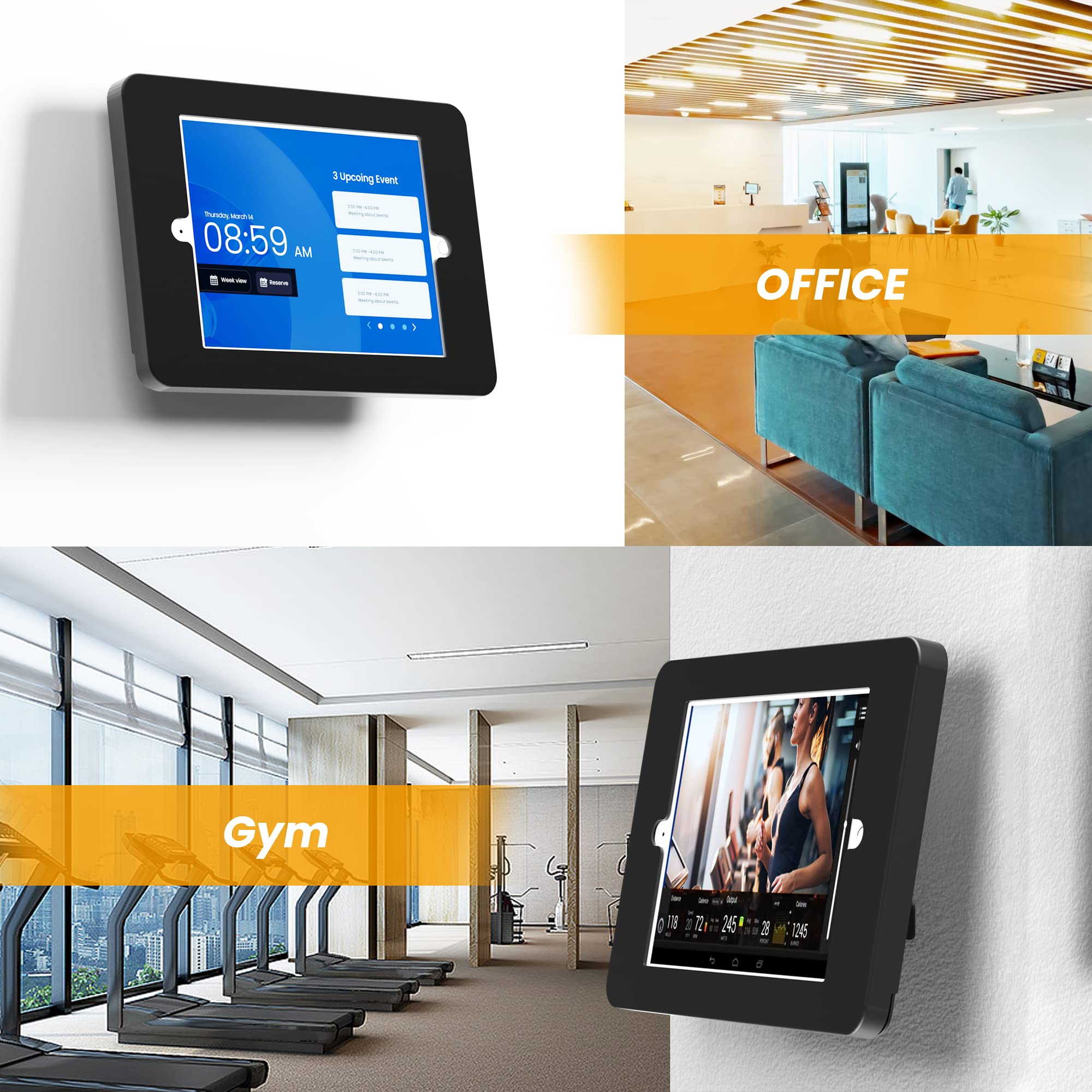 Beelta Tablet Wall Mount Compatible With 10.2 Inch Ipad 7 8 9 Gen, Lockable Secure Wall Mount