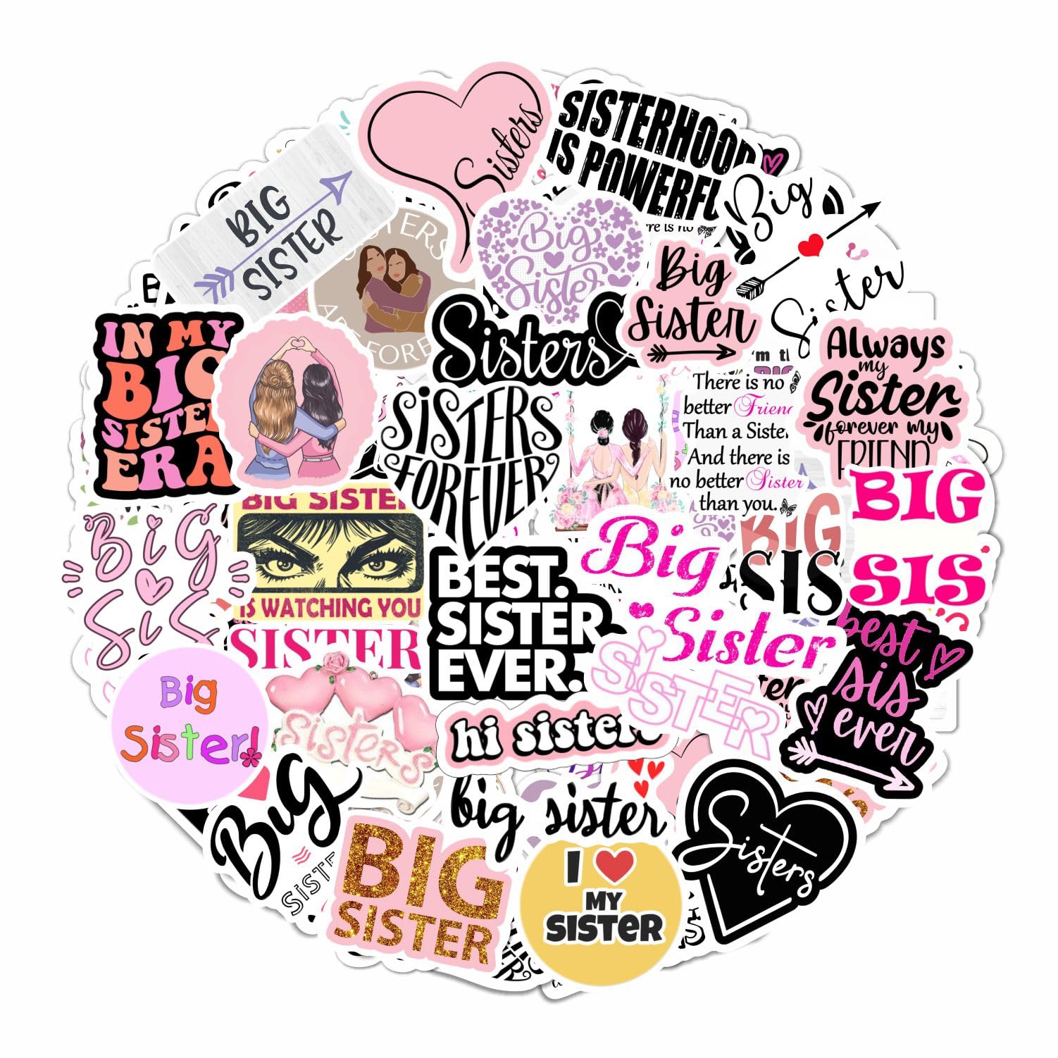 Big Sister Stickers For Water Bottle And Laptop   Big Sister Party Favors & Decorations, Waterproof Vinyl Decals, Sibling And Fa