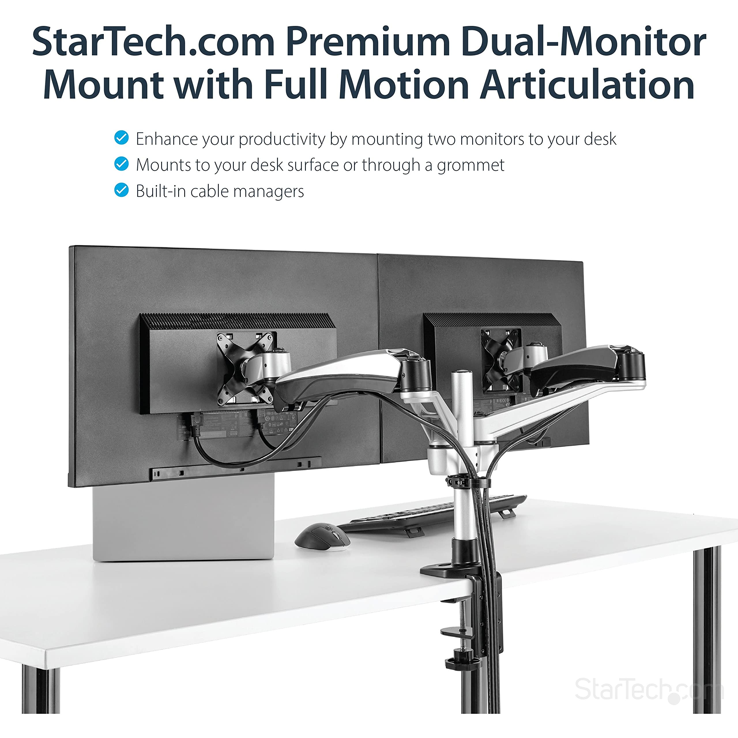 Startech.Com Desk Mount Dual Monitor Arm - Articulating - Supports Vesa Monitors 12 To 30 (19.8Lb/9Kg) - Adjustable - Grommet/