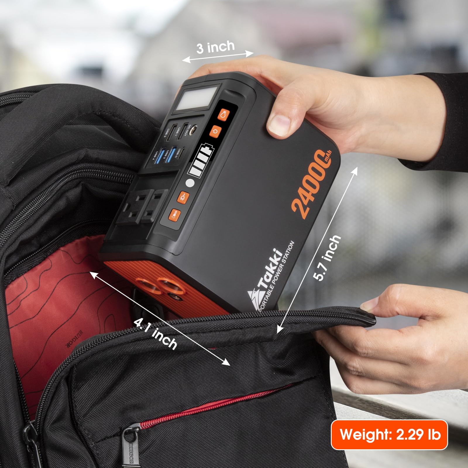 Takki Portable Power Station 88Wh Solar Generator Power Bank With 110V Ac Dc Usb Ports Led Flashlight For Camping Home Emergency