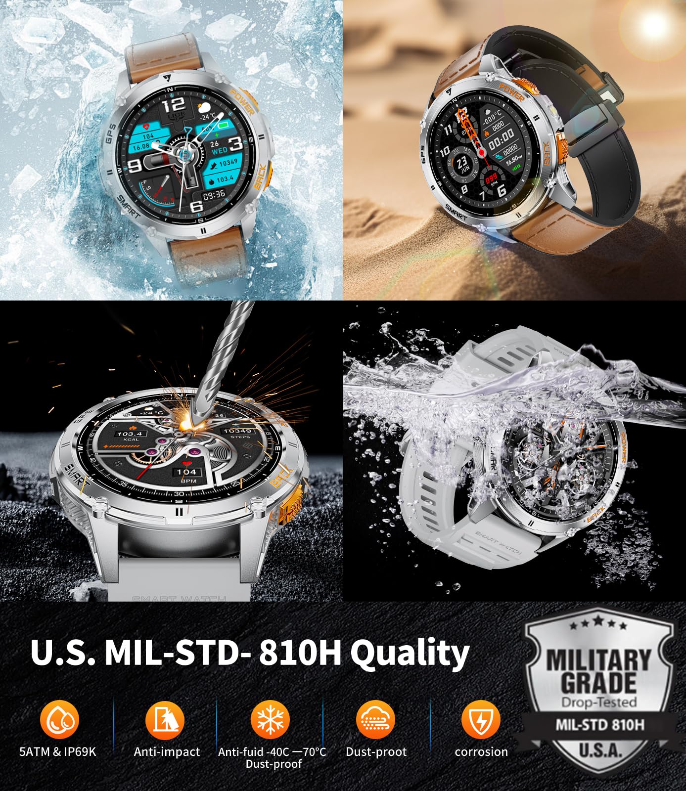 Foxbox Gps Smart Watch For Men Led Flashlight, 530Mah Extra Large Battery, 1.43 ' ' Amoled Military Smartwatch Answer/Make Call