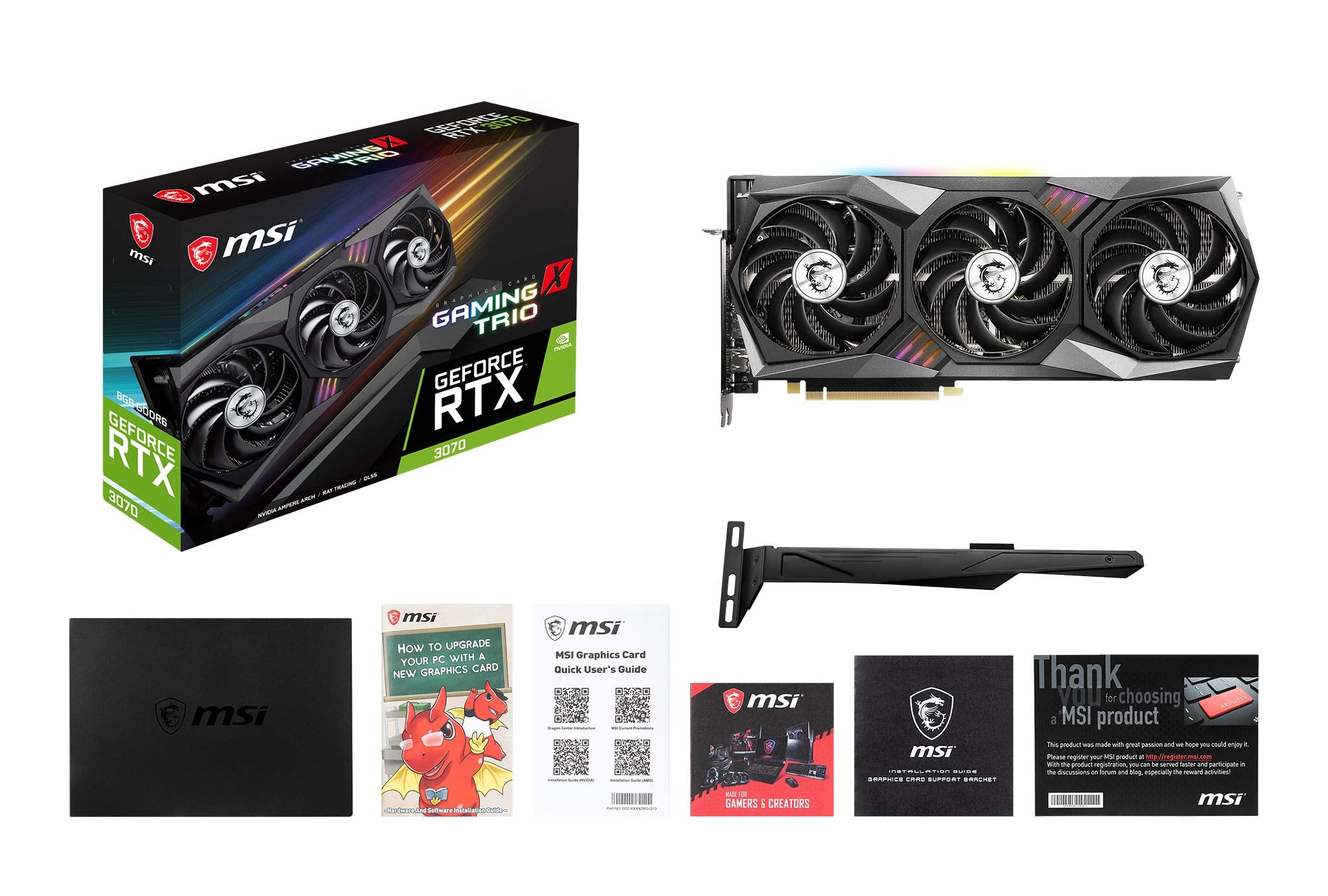 Msi Gaming Geforce Rtx 3070 8Gb Gdrr6 256 Bit Hdmi/Dp Tri Frozr 2 Torx Fan 4.0 Ampere Architecture Rgb Oc Graphics Card (Rtx 307