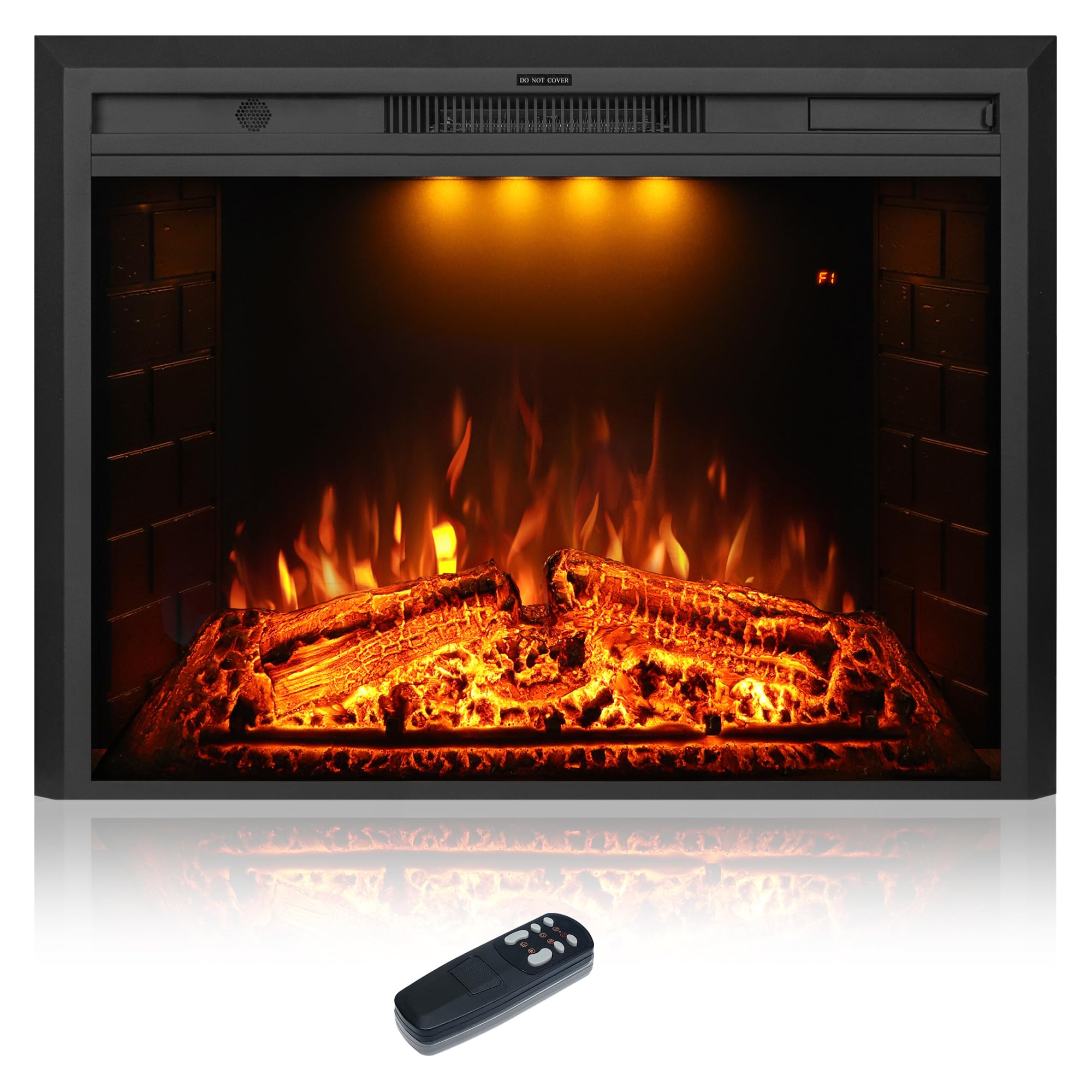 Dreamflame 33 inch Electric Fireplace, Wall Fireplace Electric with Remote Control, Realistic Log and Crackling Sound, Overheati