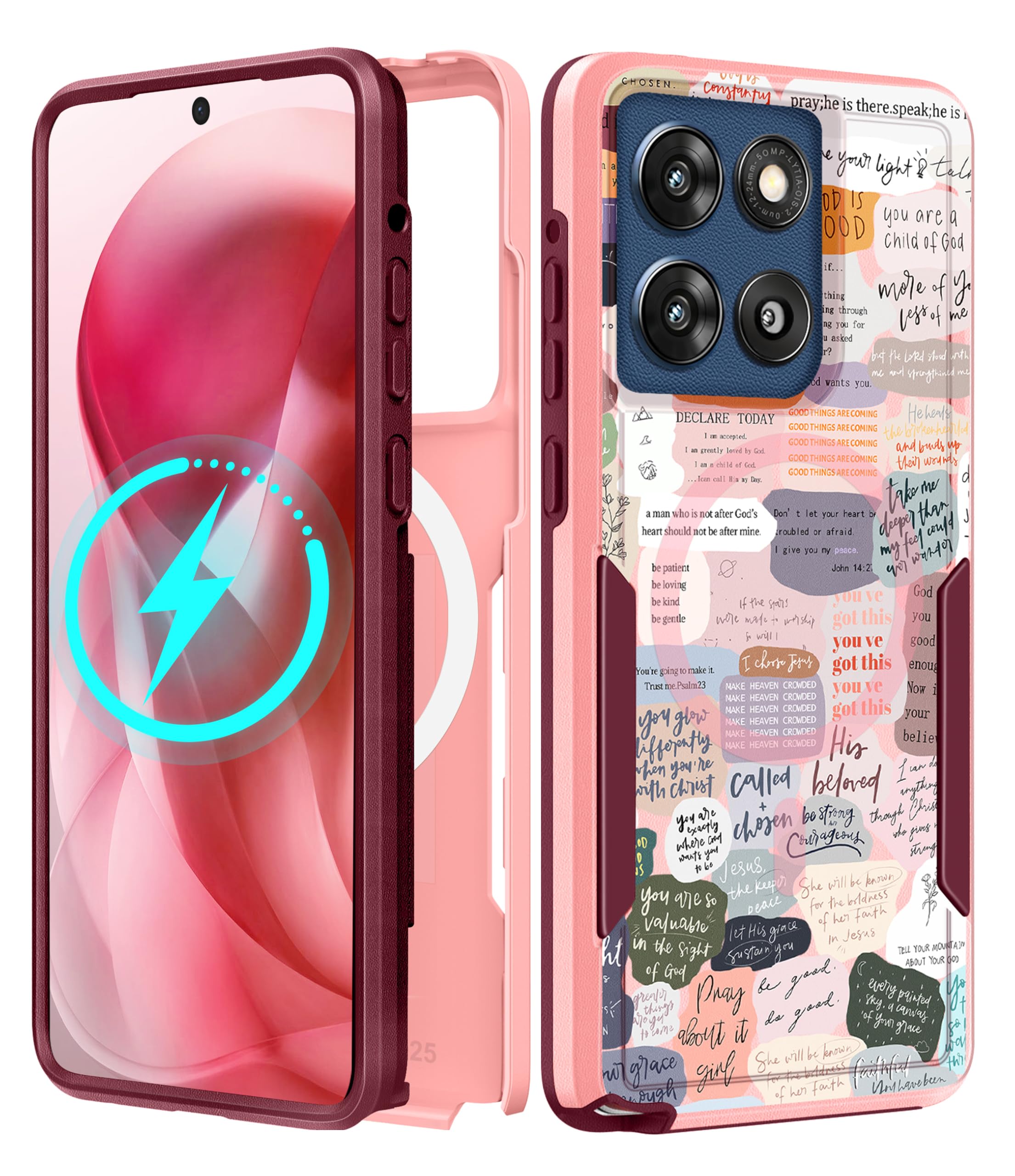 LISEVO for Moto G Stylus 2025 Case - Compatible with MagSafe Women Cute Girls Magnetic Phone Cover Girly Kawaii Unique Pretty He