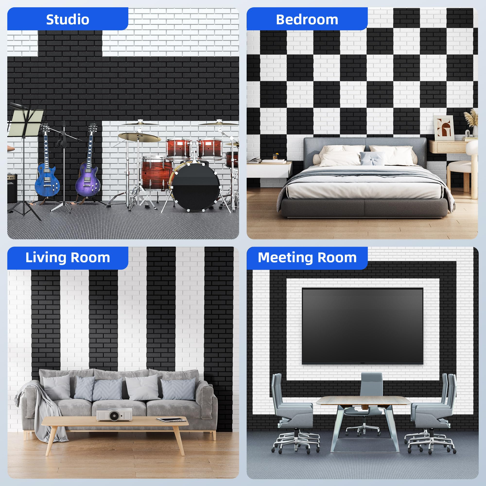 20 Pack Acoustic Panels With Self Adhesive, 12'' X 12'' X 0.4'' High Density Sound Proof Foam Panels For Walls, Soundproof Wall