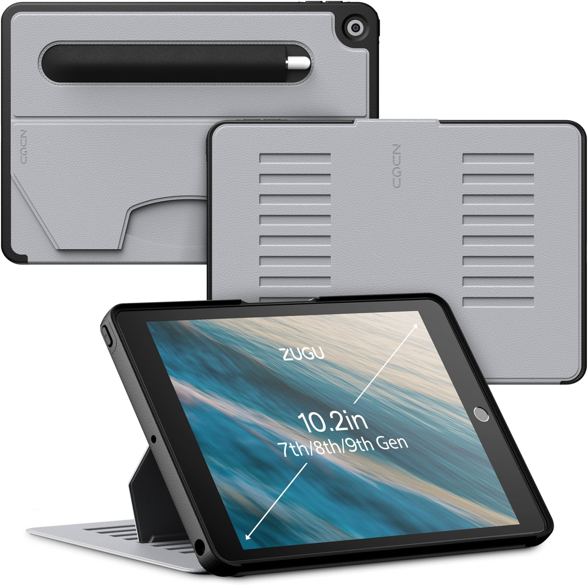 Zugu Case For 10.2 Inch Ipad 9Th Generation Case 7Th / 8Th Generation Case (2021/2020/2019) | Protective, Thin, Sleek Design, Magnetic Stand, Sleep/Wake Cover | Magnetic Cover | Arctic Gray