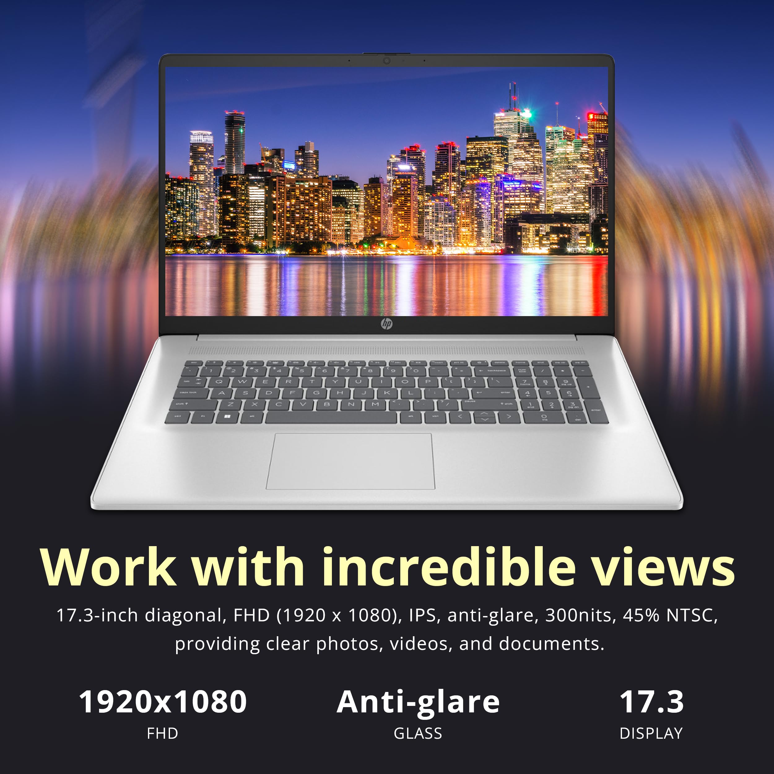 Hp 17.3 Full Hd Laptop, Intel I3-1215U Processor, 16Gb Ram, 512Gb Pcie Ssd, Intel Uhd Graphics, Numeric Keypad, 720P Hd Webcam,