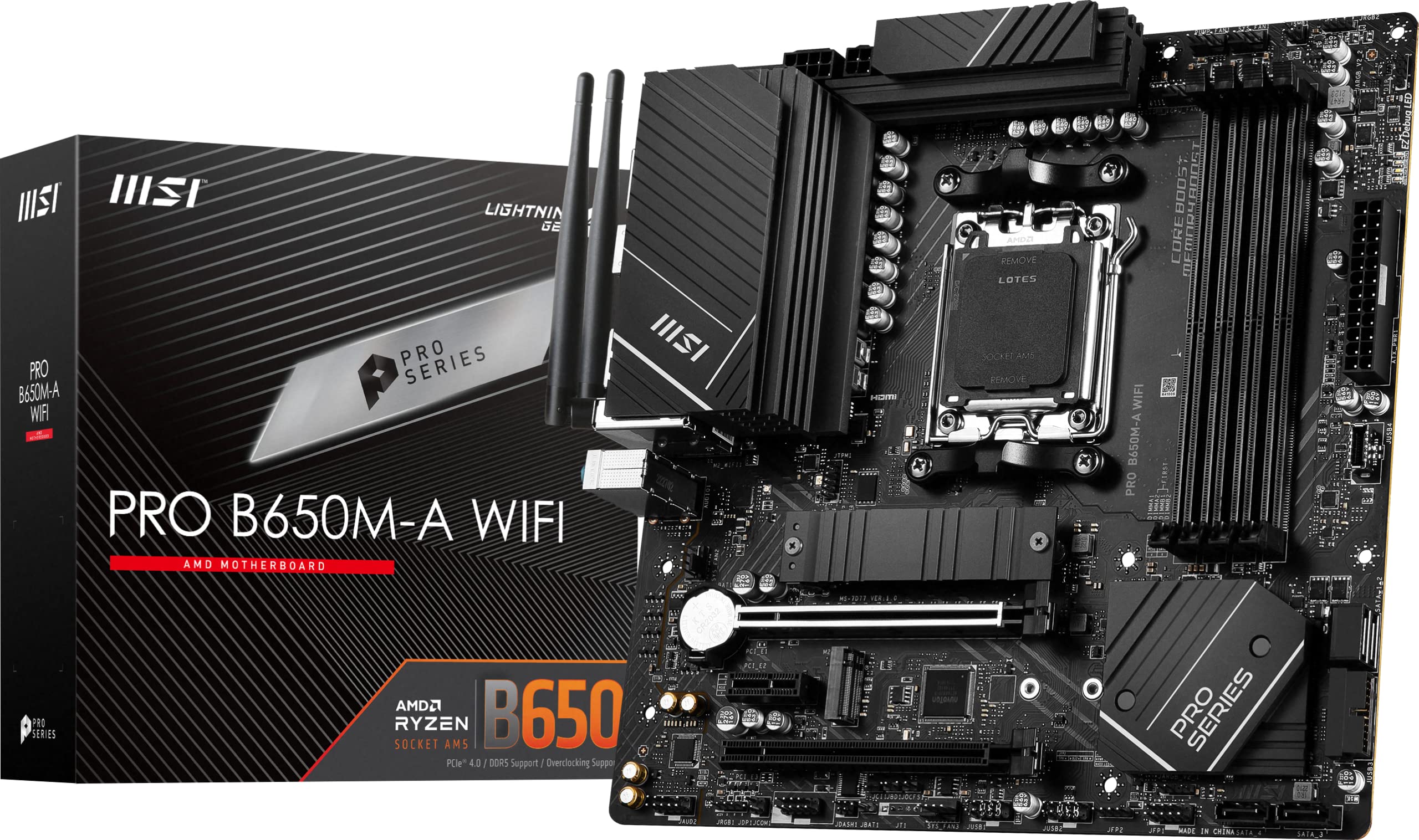Msi Pro B650M A Wifi Proseries Motherboard (Amd Am5 Matx Ddr5 Pcie 4.0 M.2 Sata 6Gbs Usb 3.2 Gen 2 Hdmidp Wi Fi 6E Amd Ryzen 700