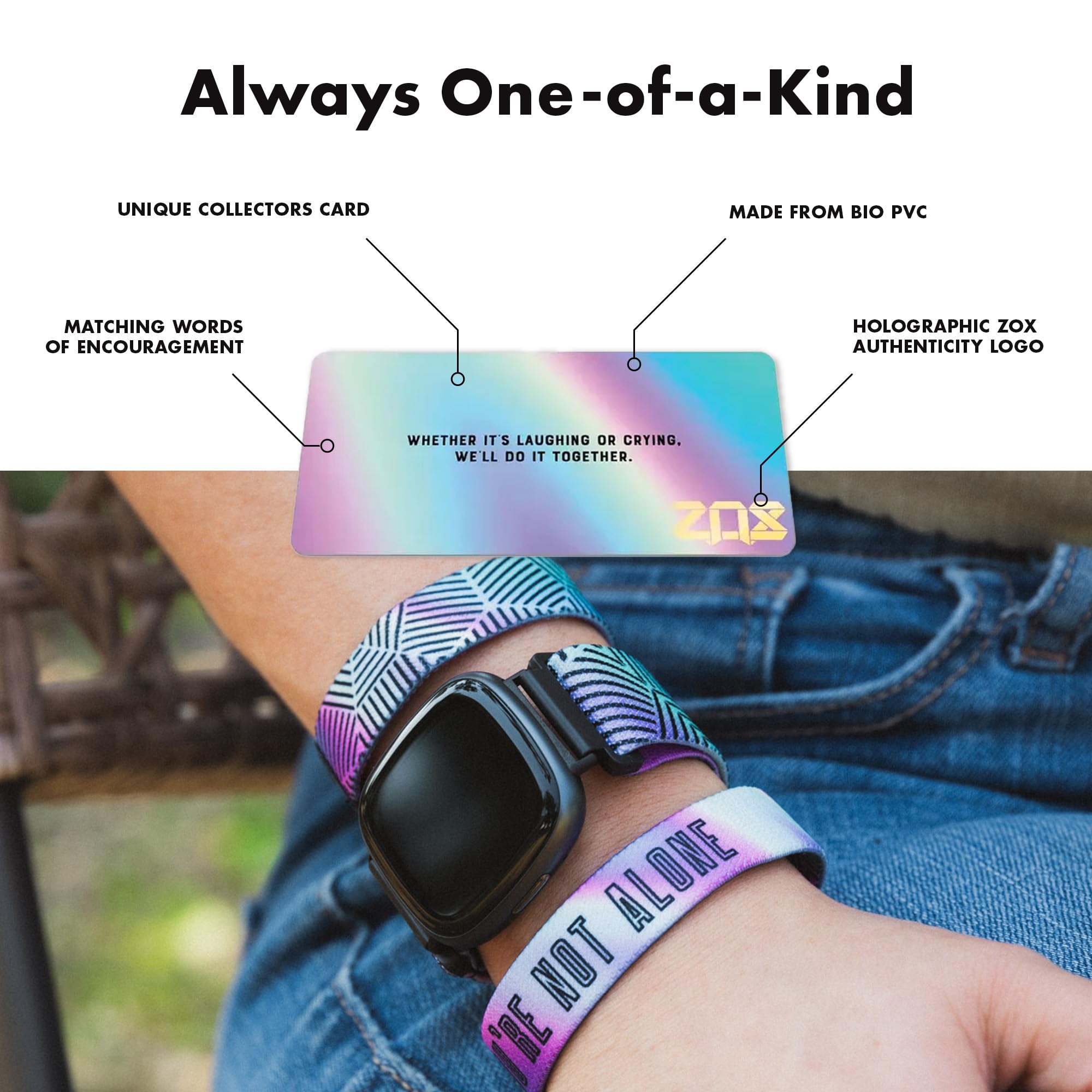 Zox Android Smart Watch Band - You 'Re Not Alone | Soft, Adjustable Elastic Band With Motivational Affirmations And Beautiful Ar