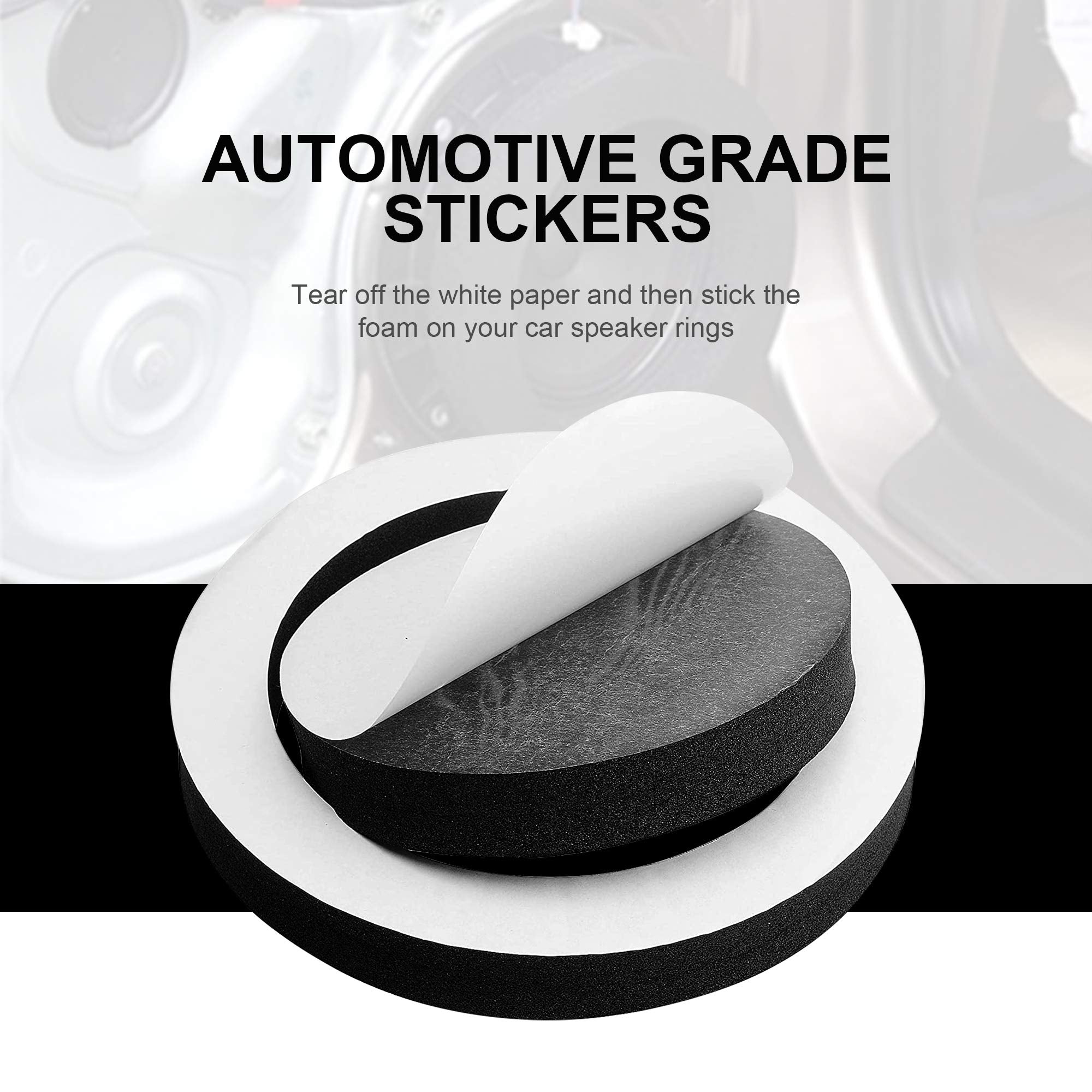 Vofono 4Pcs Speaker Fast Rings 6.5 Inch, Car Speaker Foam Baffles Enhancer System Sponge Bass Blocker Kit For 6' And 6.5' Speaker