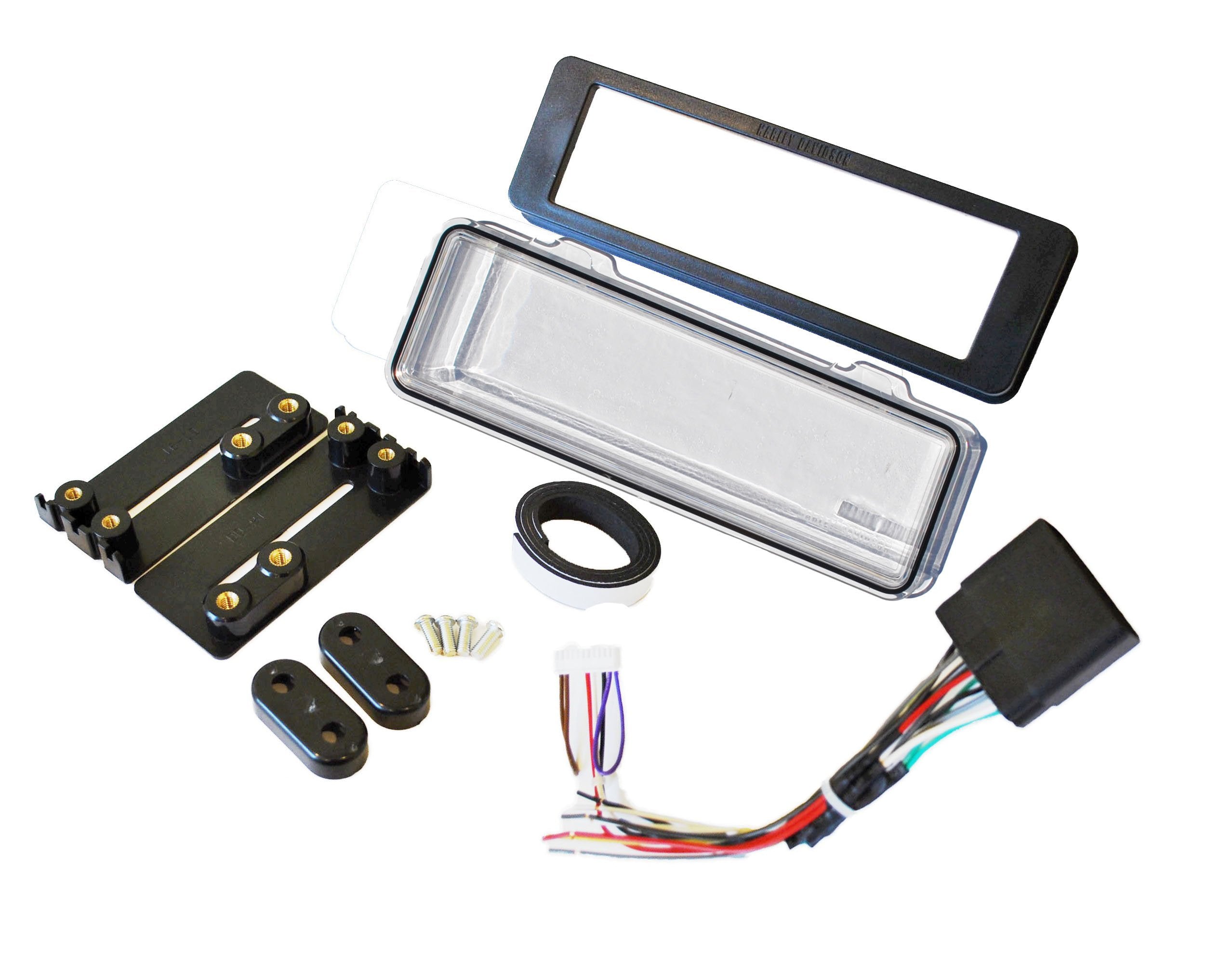 Mount Radio Stereo Install Dash Kit W/Harness And Clear Splashguard Compatible With Harley Davidson Flht