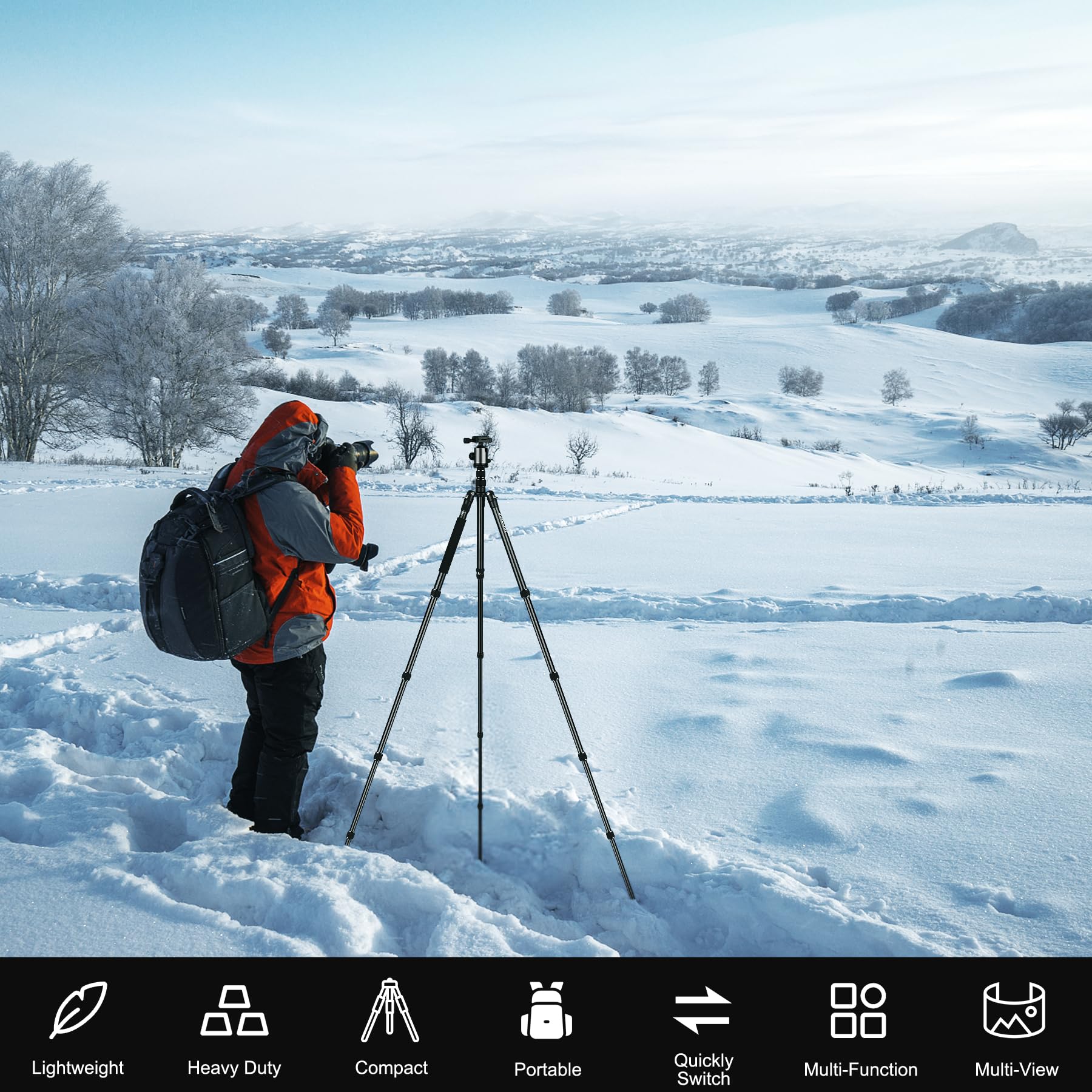 80/85 Inches Heavy Duty Tripod For Camera And Phone, 85'' Camera Monopod Tripod, Dslr Binoculars Spotting Scope Camcorders Video