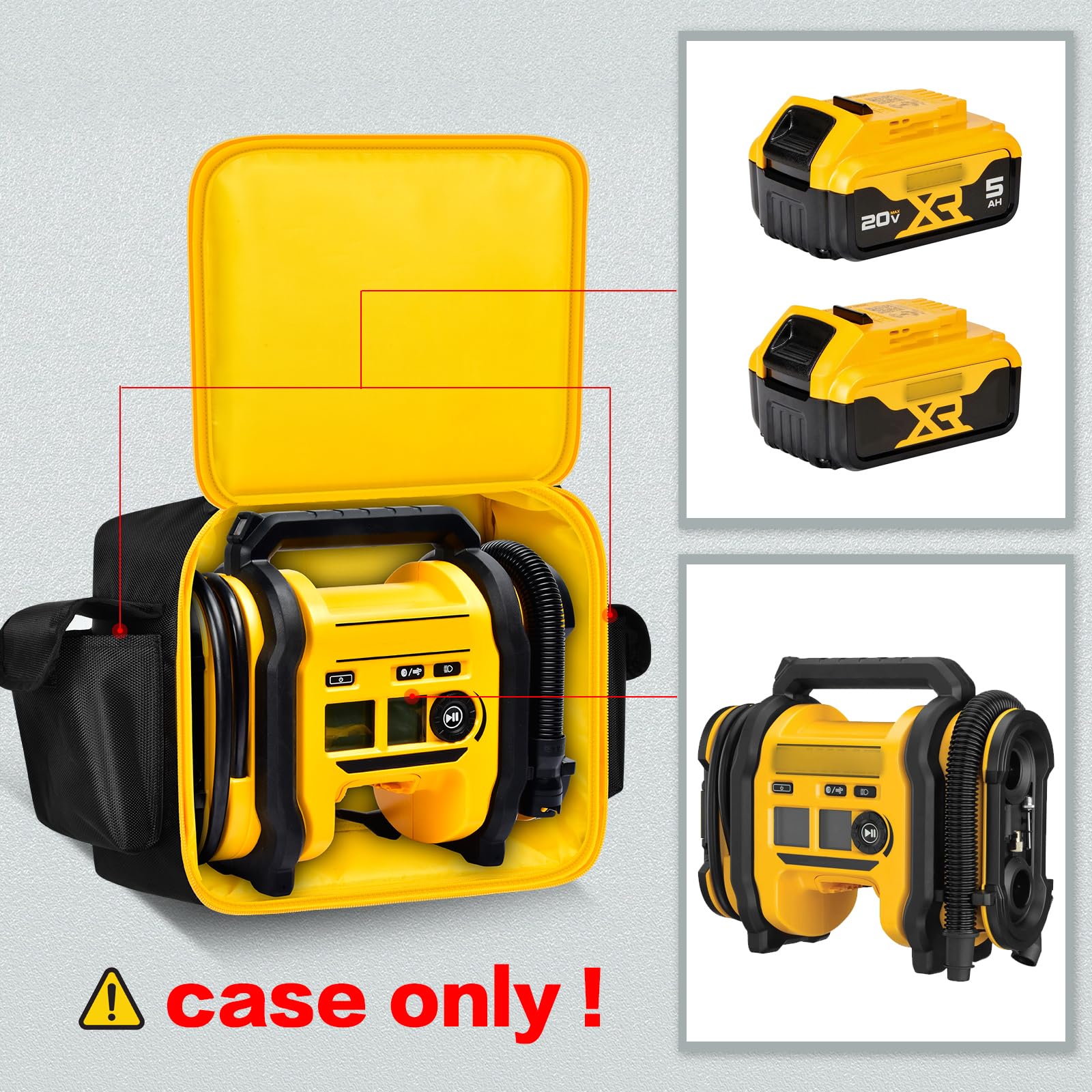 Air Compressor Bag Case Compatible With Dewalt 20V Max Tire Inflator Dcc020Ib, Cordless Tools Storage Holder Organizer With Pock
