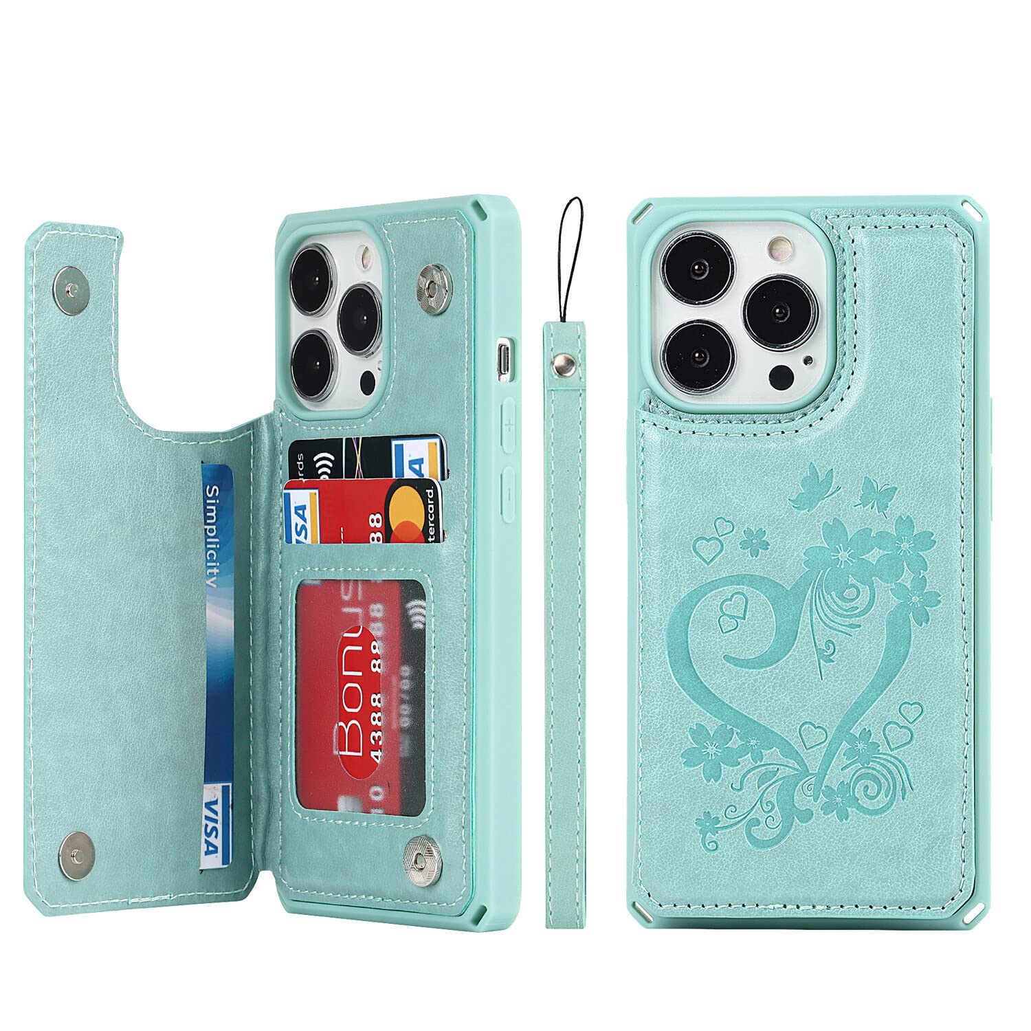 Cavor For Iphone 13 Pro Phone Case With Card Holder,Wallet Case With Credit Card Holders For Iphone13Pro,Premium Pu Leather Kick