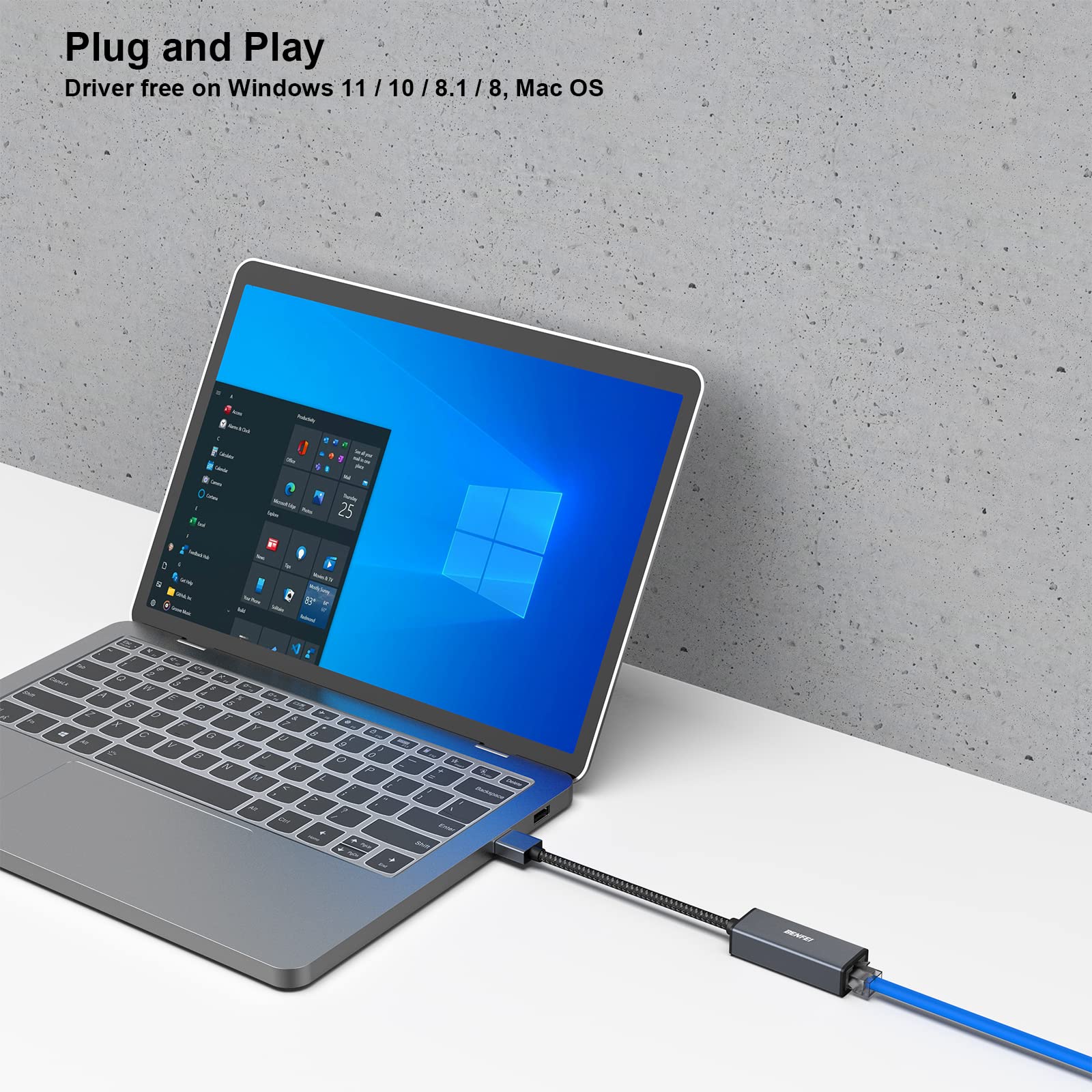 Benfei Usb 3.0 To Gigabit Ethernet Adapter Compatible For Macbook, Surface Pro, Pc With Windows11/10/8/7, Xp, Vista, Mac[Alumini