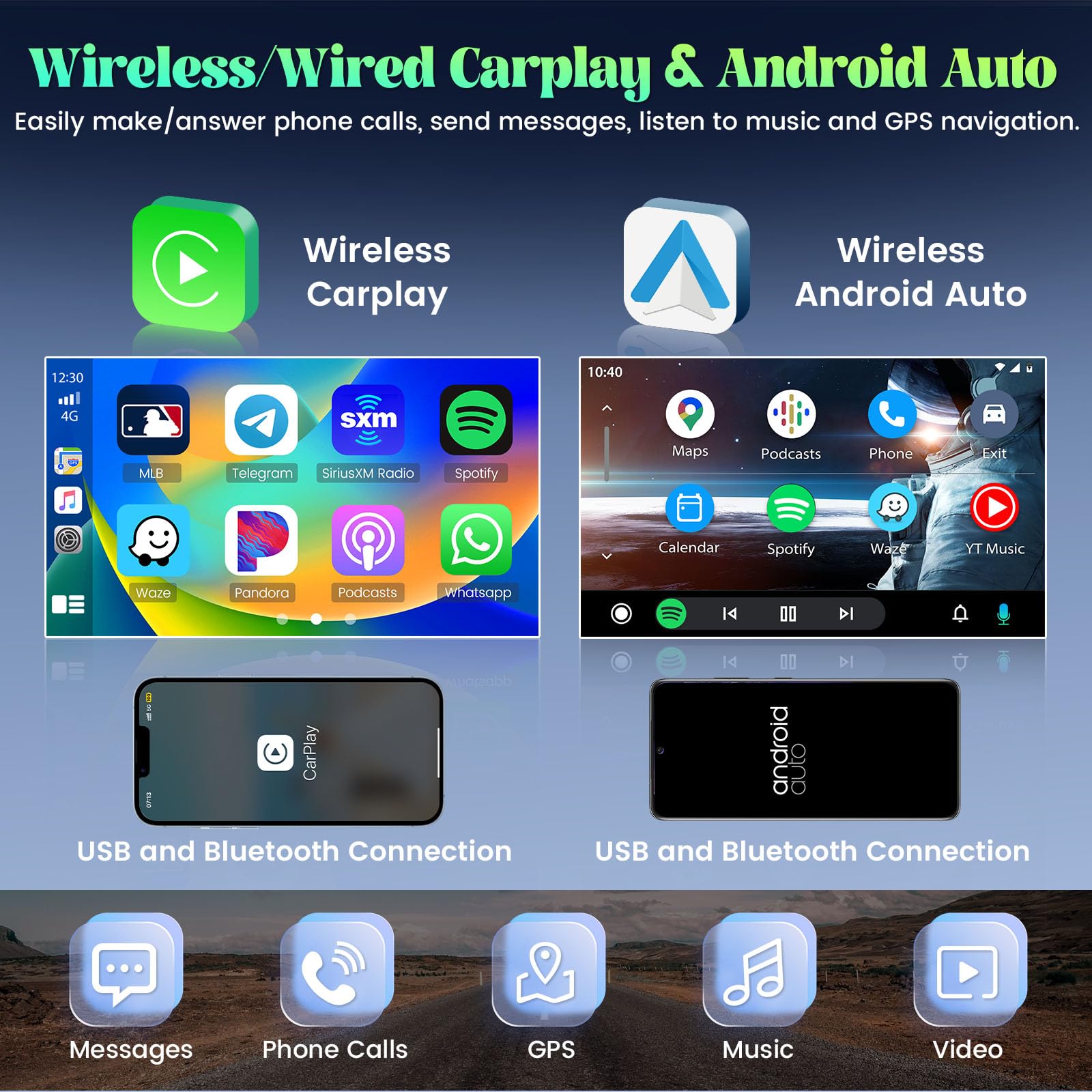 Roinvou 2+32G Android Car Stereo For Nissan Sentra 2013 2017, 10.1'' Touchscreen In Dash Gps Navigation With Wireless Carplay An