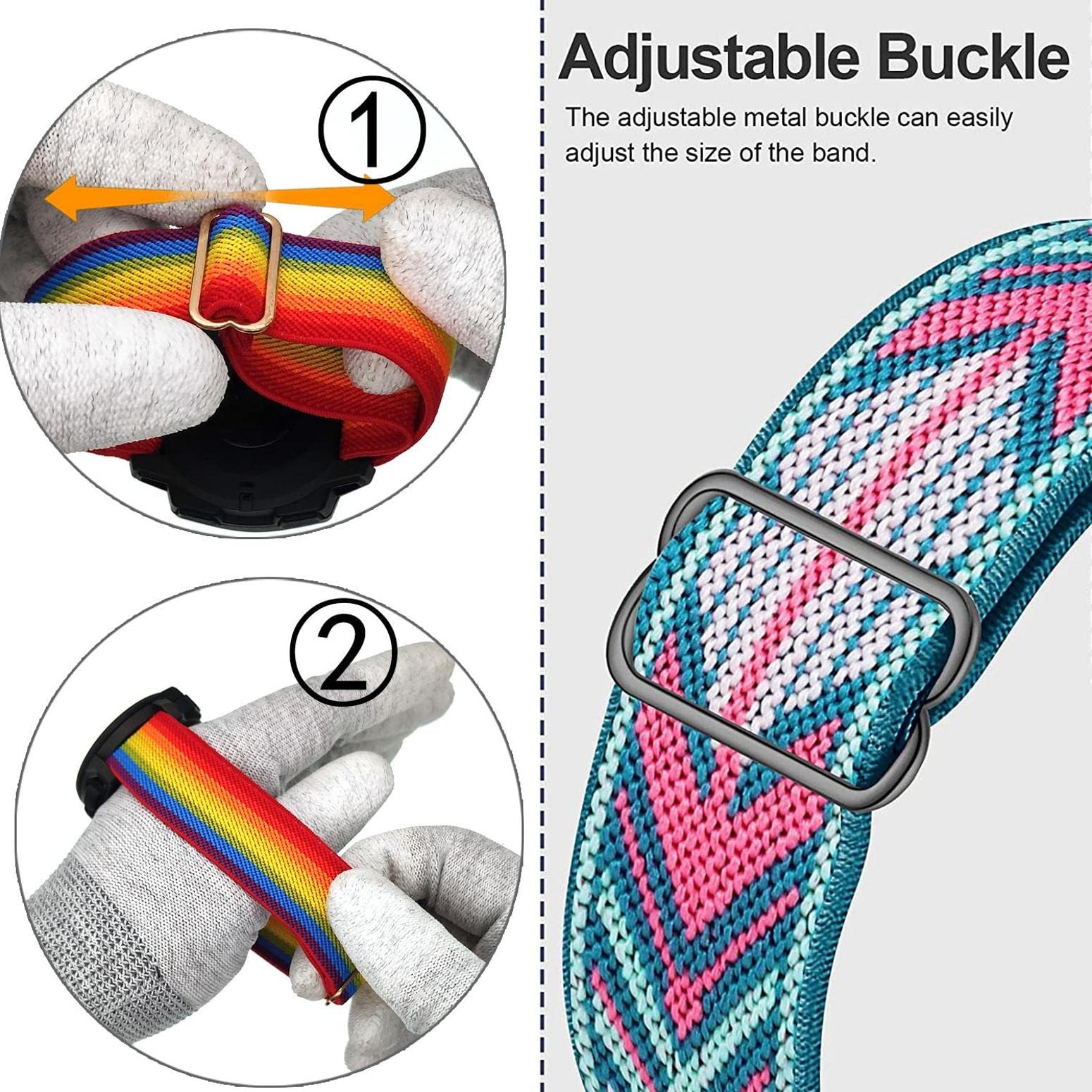 Abanen 2 Pack Elastic Bands For Fitbit Charge 6 / Charge 5, Soft Nylon Stretchy Embroidery Loop Breathable Wristband Strap With