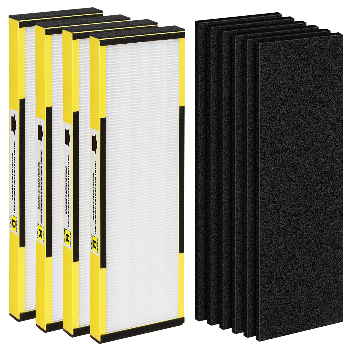 4 Packs Flt4825 Hepa Replacement Filter B Compatible With Ac4825 Ac4300 Ac4800 Ac4900 Ac4850, 4 True Hepa Filters & 6 Activated