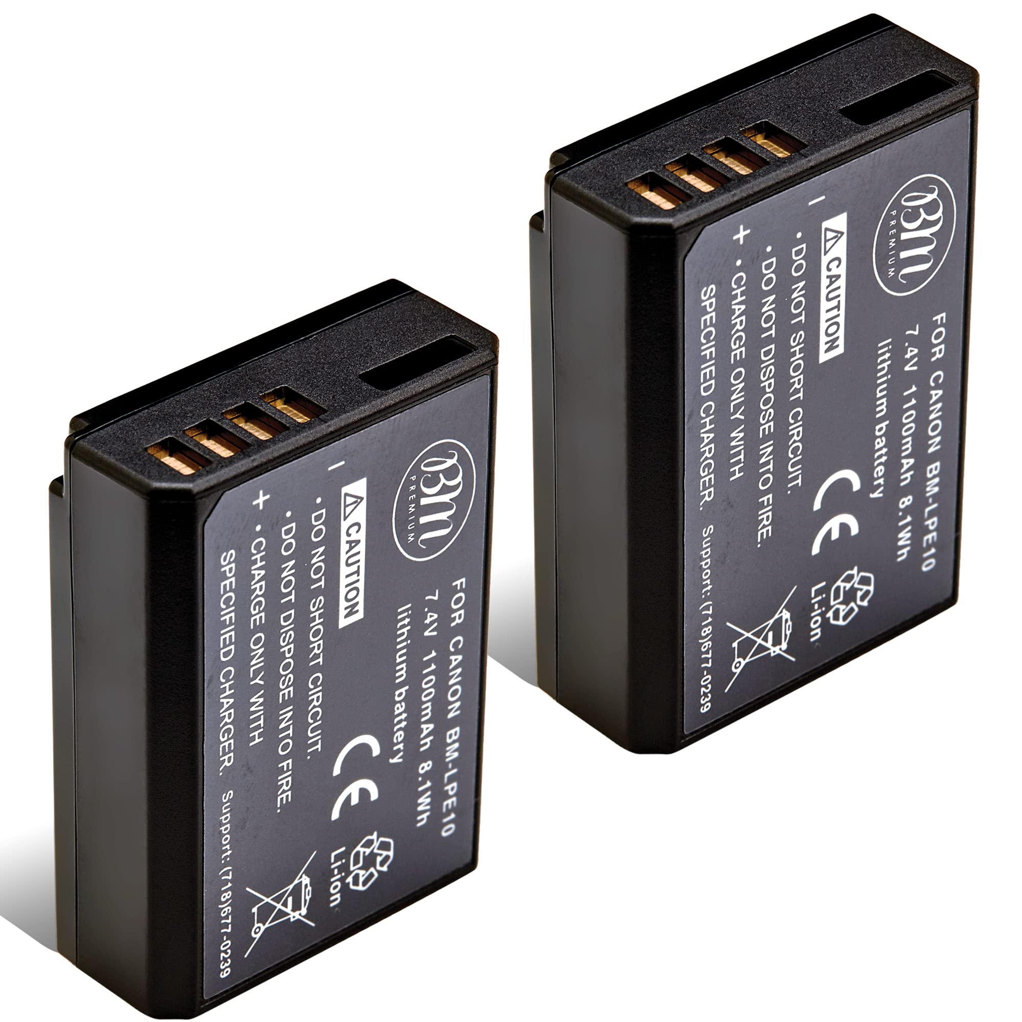 BM Premium 2 Pack of LP E10 Batteries for Canon EOS Rebel T3, T5, T6, T7, T100, Kiss X50, Kiss X70, EOS 1100D, EOS 1200D, EOS 1300D, EOS 2000D, EOS 4000D Digital Camera