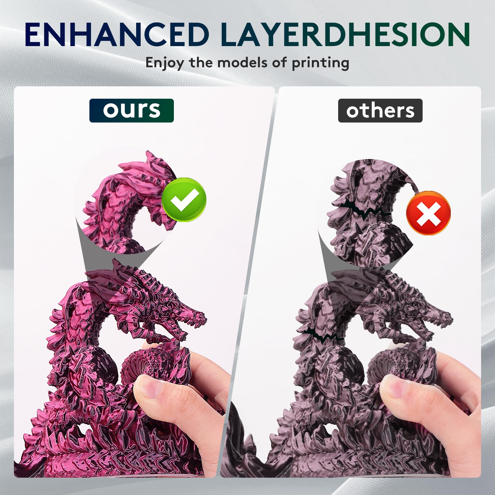 Eryone Silk Dual Color Filament Pla 3D Printer 1.75Mm +/  0.03Mm, Coextrusion Filament Pla Shiny Filament 1Kg(2.2Lbs), Black&Ros