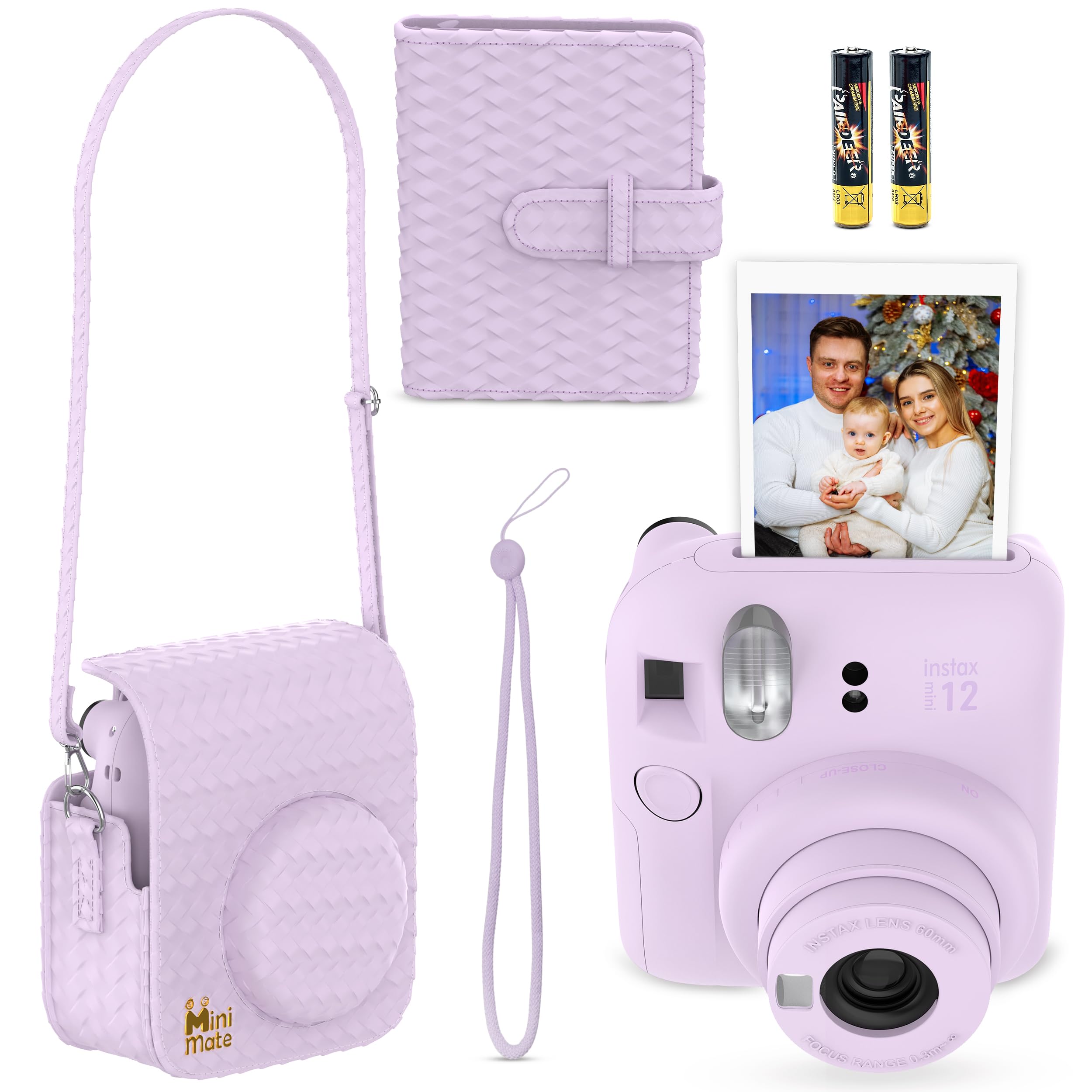 Fujifilm Instax Mini 12 Instant Camera Lilac Purple + Minimate Custom Designed Case + Fuji Instax Film 10 Sheets & Photo Album