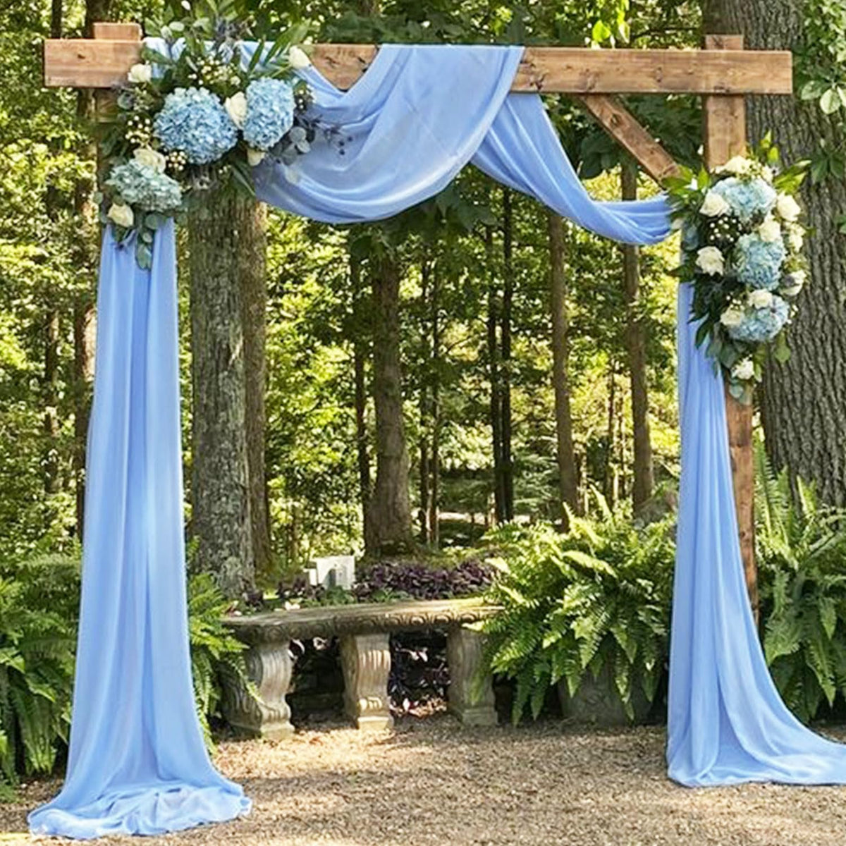 Fuhsy Chiffon Wedding Arch Draping Fabric 20Ft 1 Panel Wedding Arch Fabric Drape Baby Blue Sheer Backdrop Curtains For Parties W