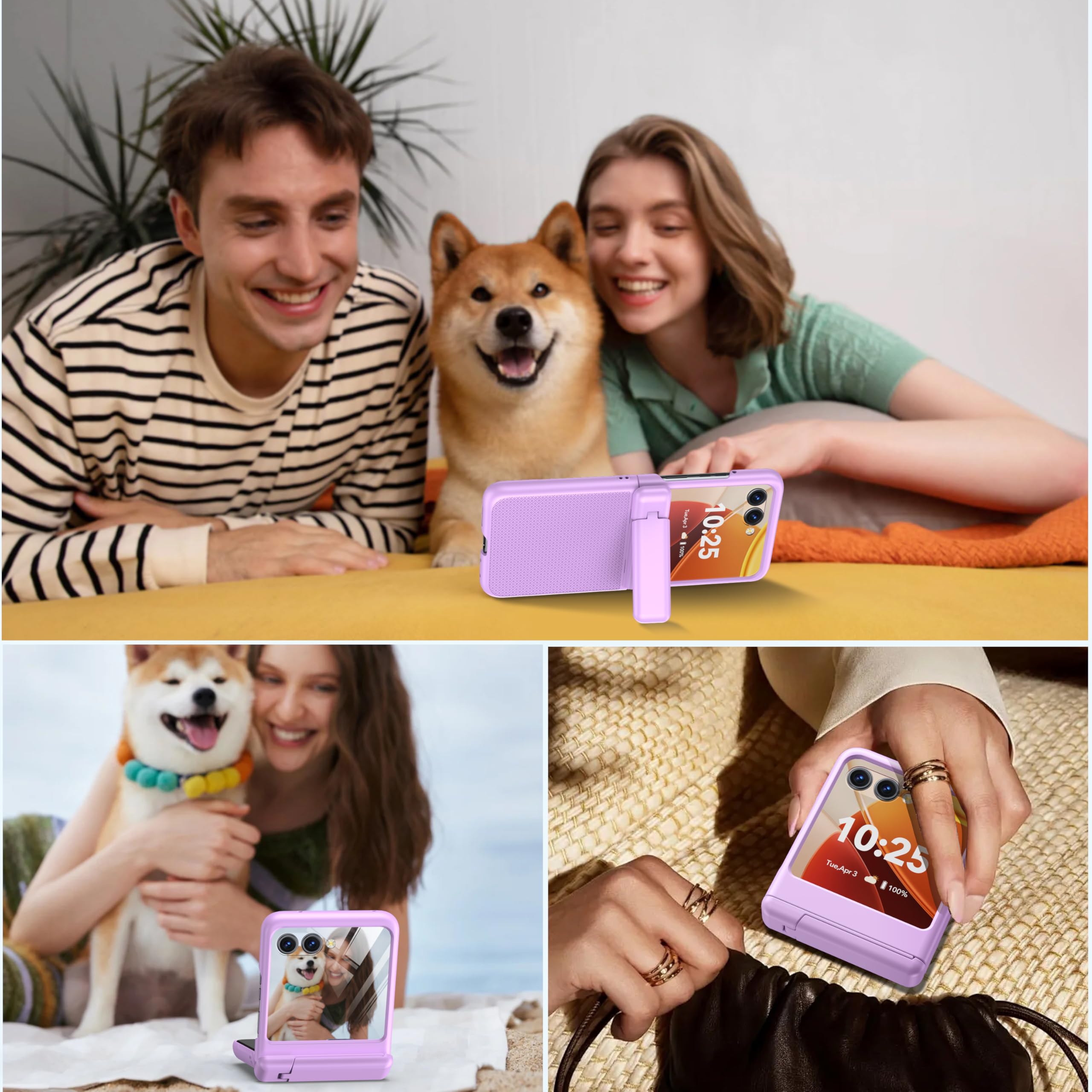 Buscbear For Motorola Razr 2025 Case/Razr 2024 Case [Hinge Protection&Kickstand] [Built-In Front Screen Protector] [Drop Protect