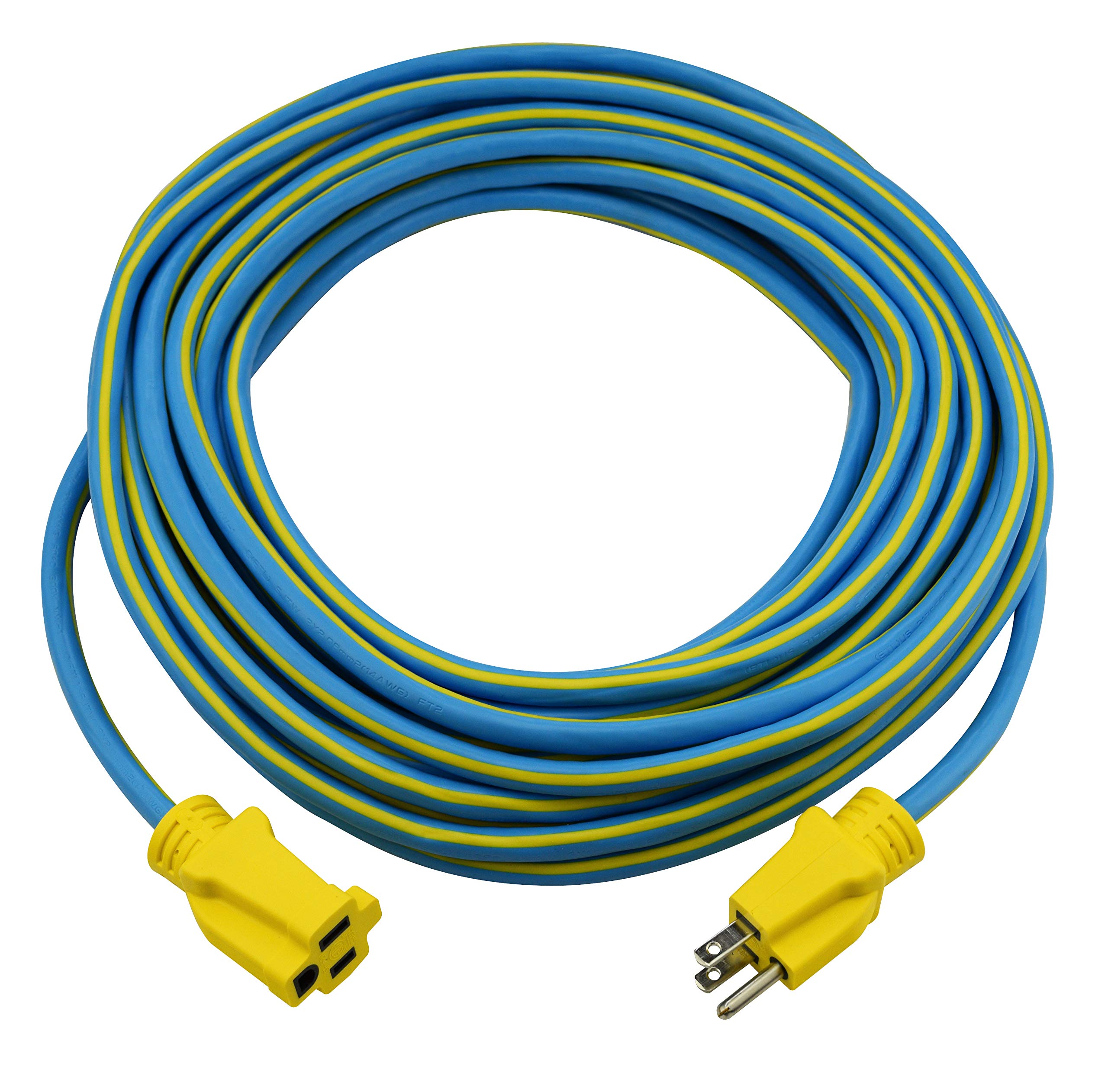 Prime KC506730 50-Foot 14/3 SJTW Kaleidoscope Heavy Duty Outdoor Extension Cord, Blue and Yellow