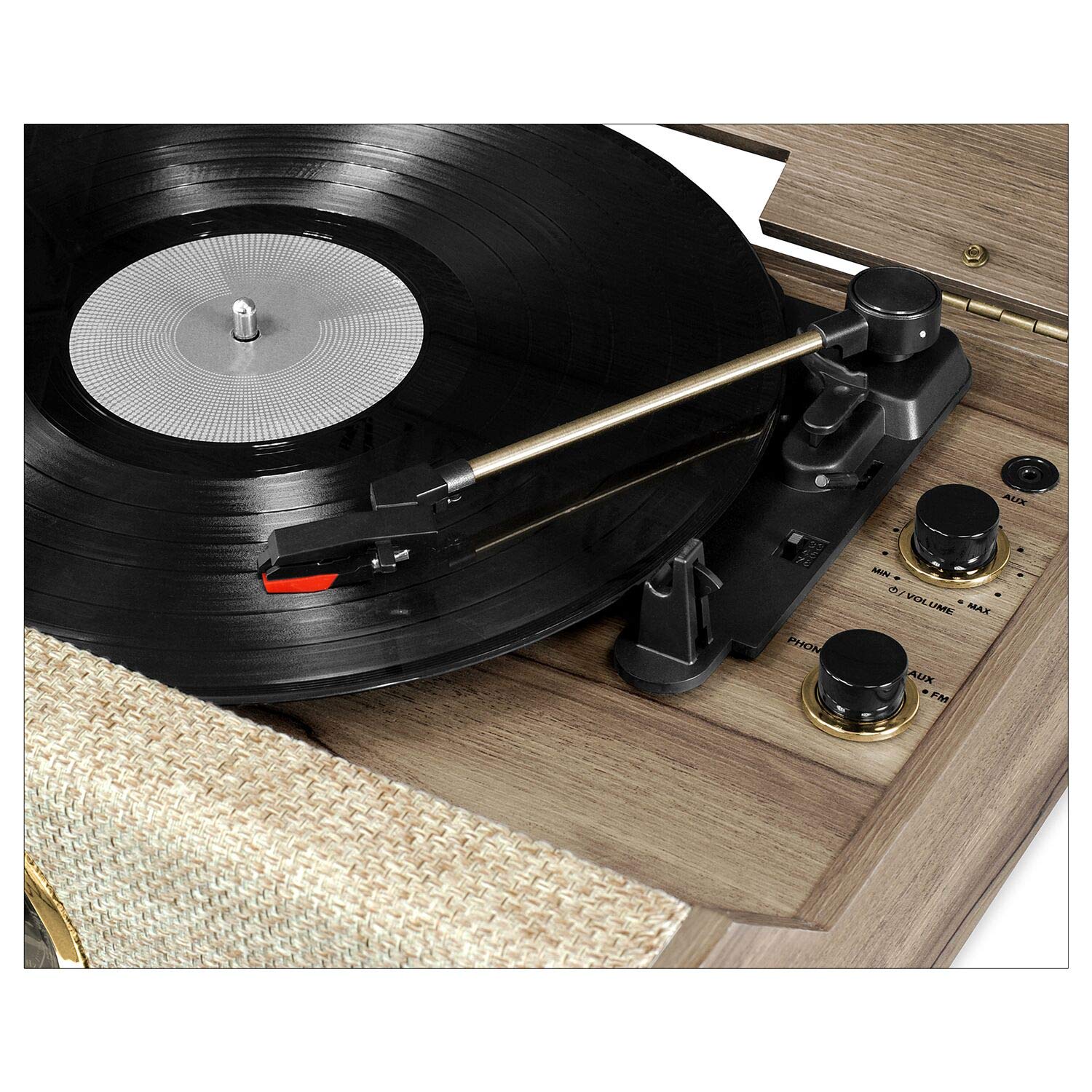 Victrola'S 4 In 1 Highland Bluetooth Record Player With 3 Speed Turntable With Fm Radio, Farmhouse Walnut (Vta 330B Fnt)