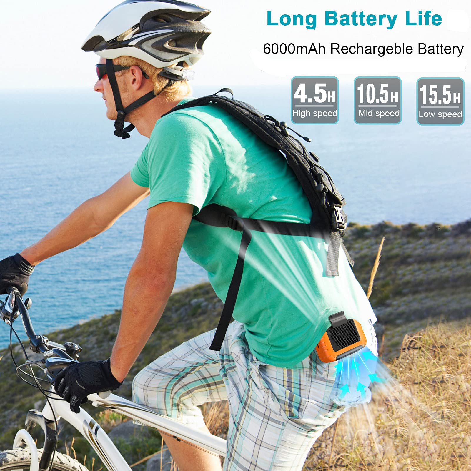 Yeedie Portable Waist Fan With 23H Working Time, Strong Airflow, 3 Speed, Personal Cool Clip Fan Under Shirt, Hand Free Wearable