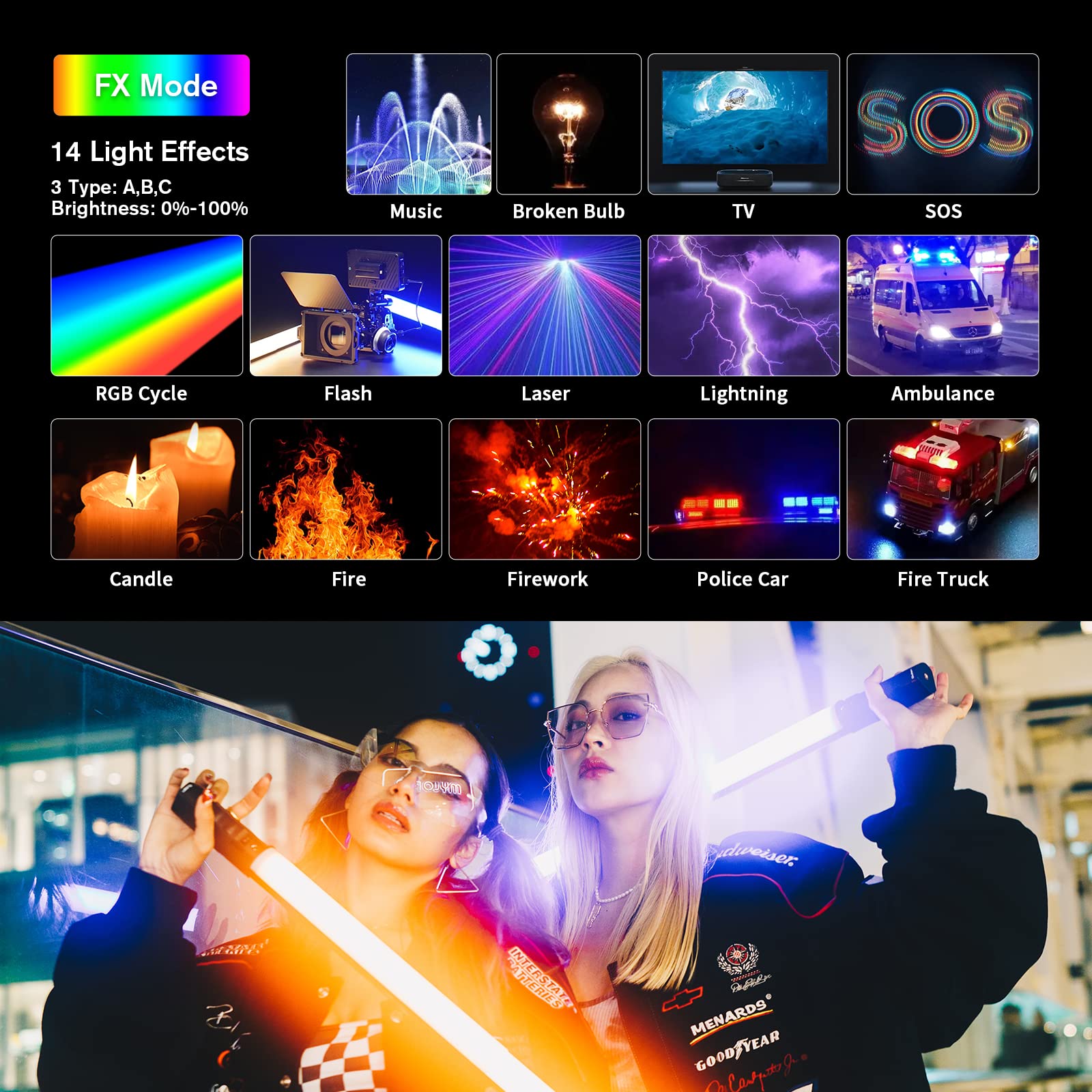 Sirui T60 Rgb Led Video Light Stick, Portable Handheld Photography Lighting Wand, 29.1'' Tube Light Bar With Rechargeable Batter