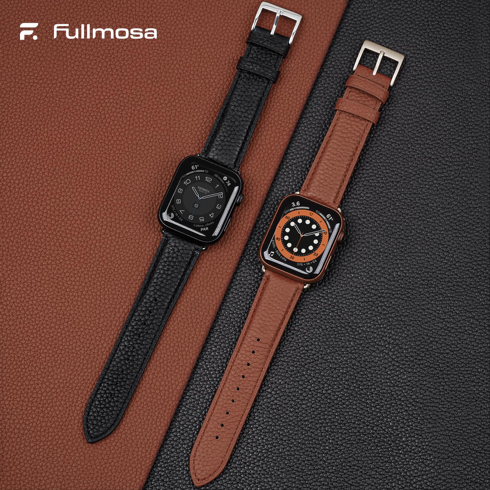 Fullmosa Leather Bands Compatible With Apple Watch Band 42Mm 44Mm 45Mm, Dressy Chic Iwatch Strap With Case For Iwatch Series 9 8